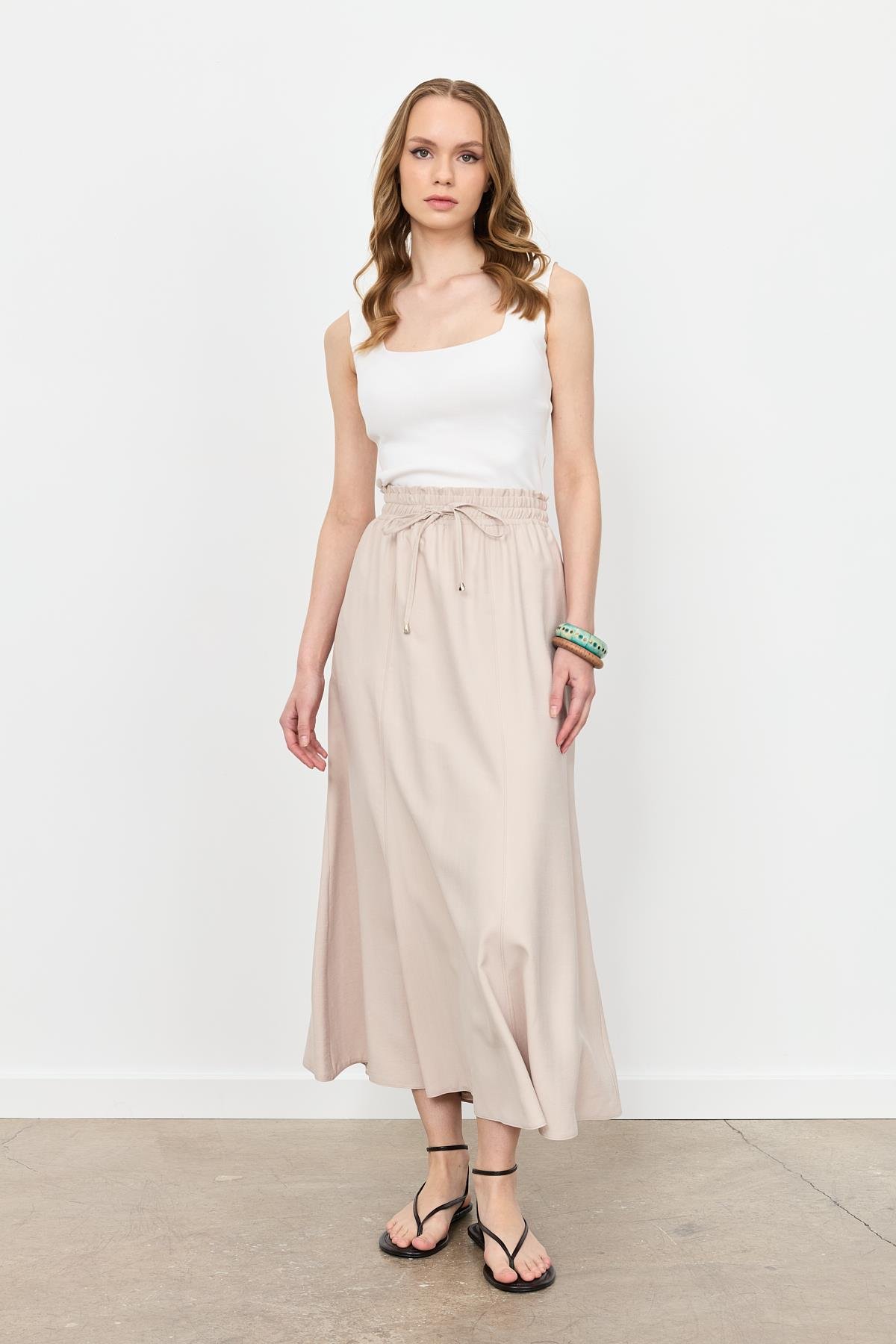 Beli Lastik Modal Uzun Etek-TAŞ