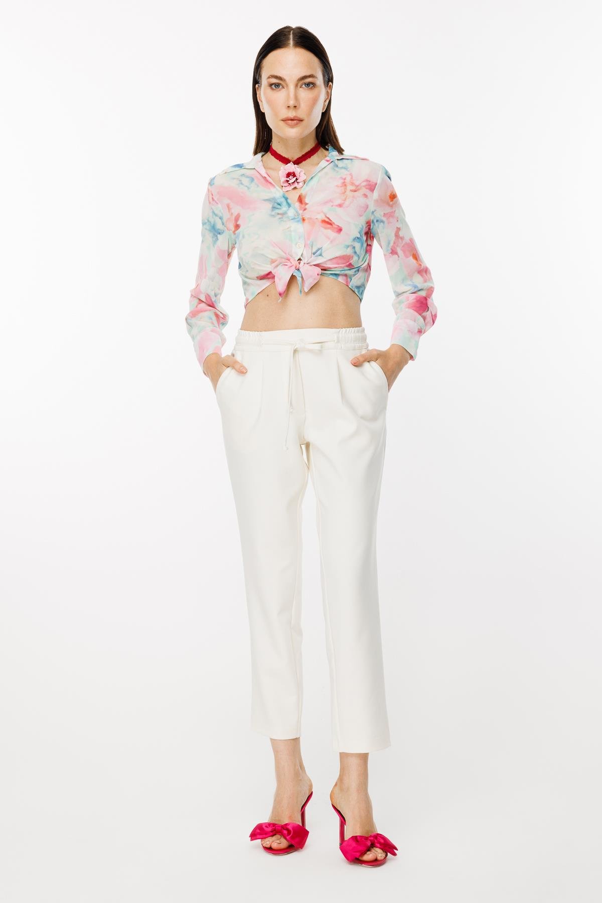 Beli Lastik ve İp Detaylı Pantolon - KEMIK