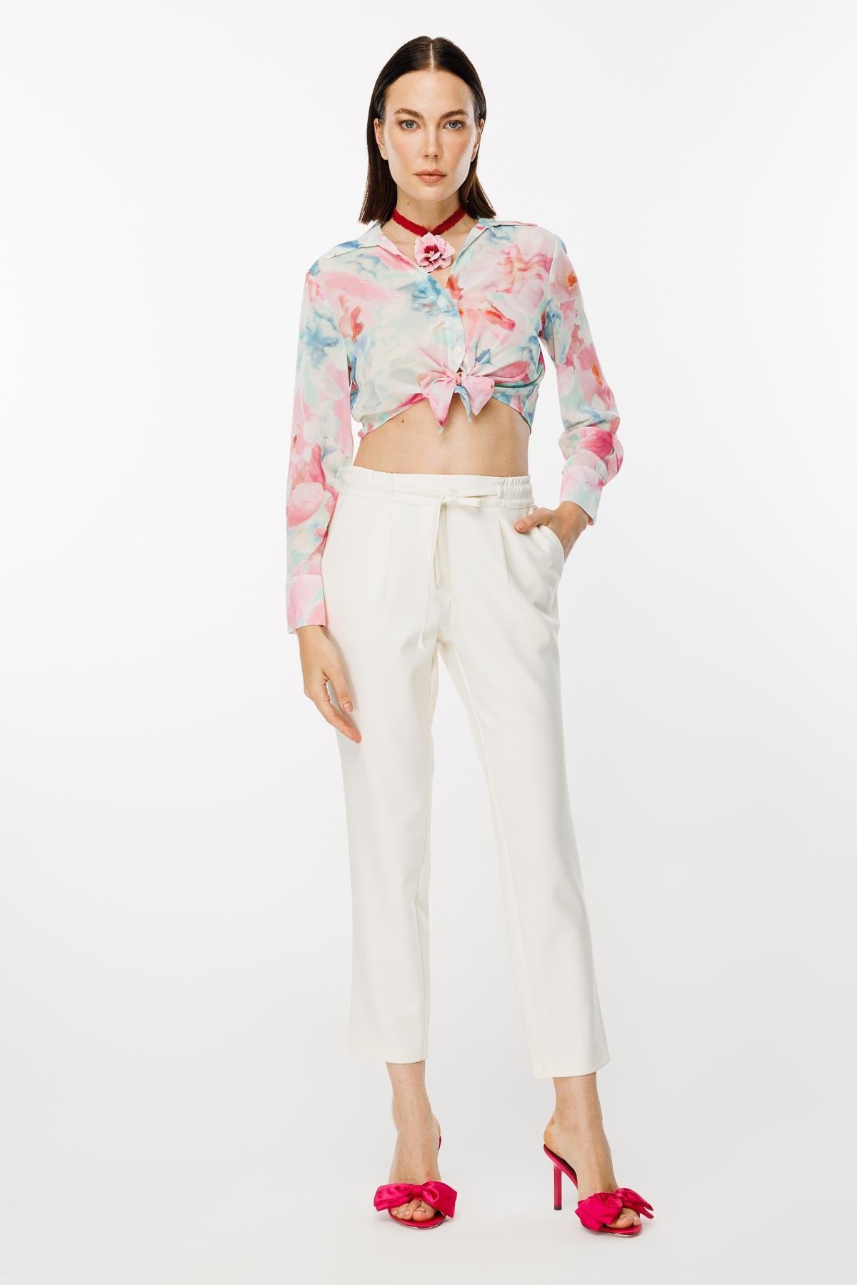 Beli Lastik ve İp Detaylı Pantolon - KEMIK