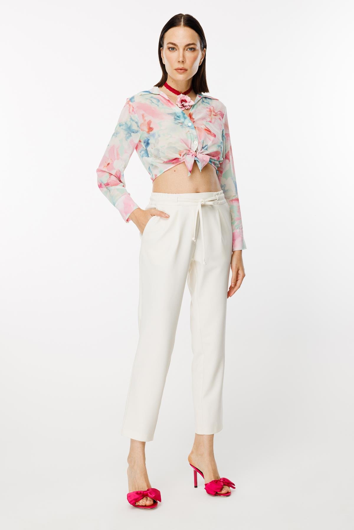 Beli Lastik ve İp Detaylı Pantolon - KEMIK