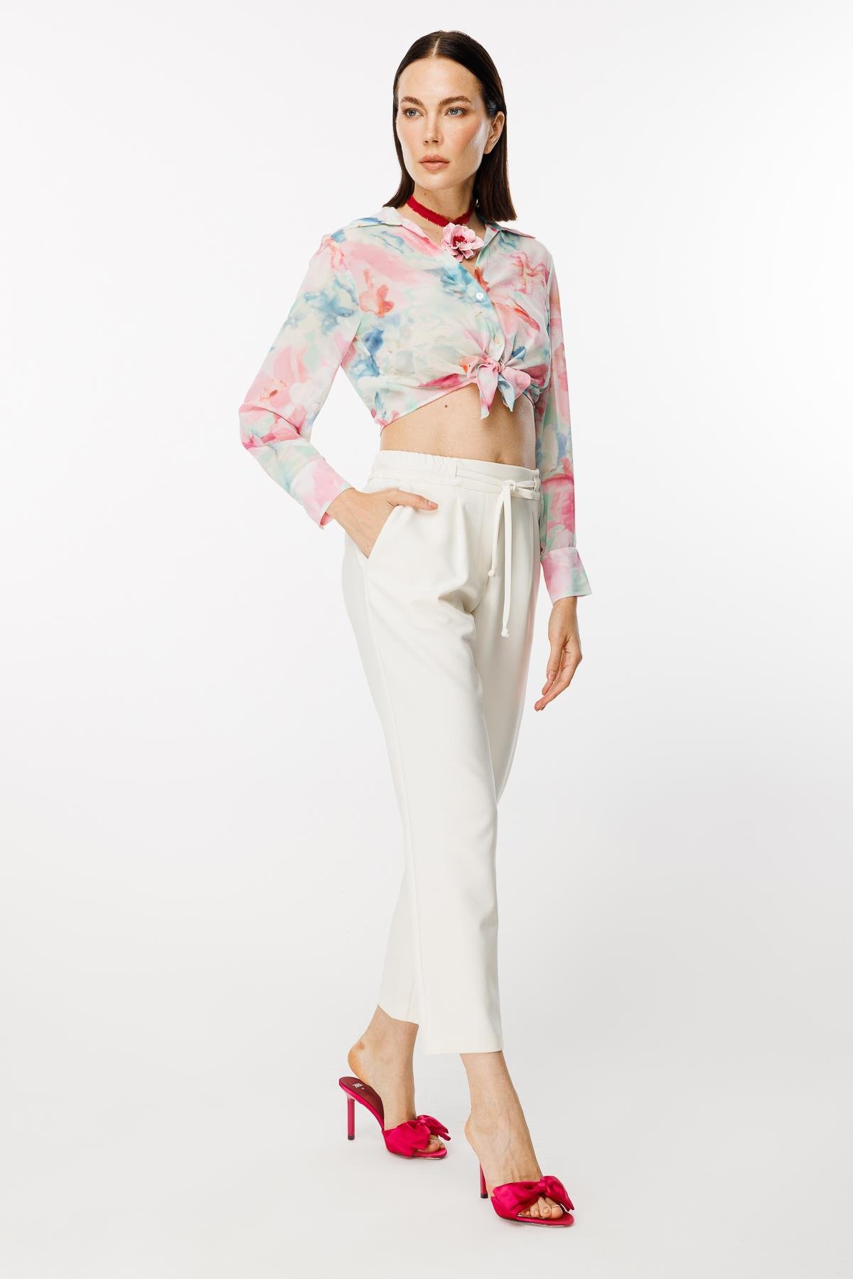 Beli Lastik ve İp Detaylı Pantolon - KEMIK