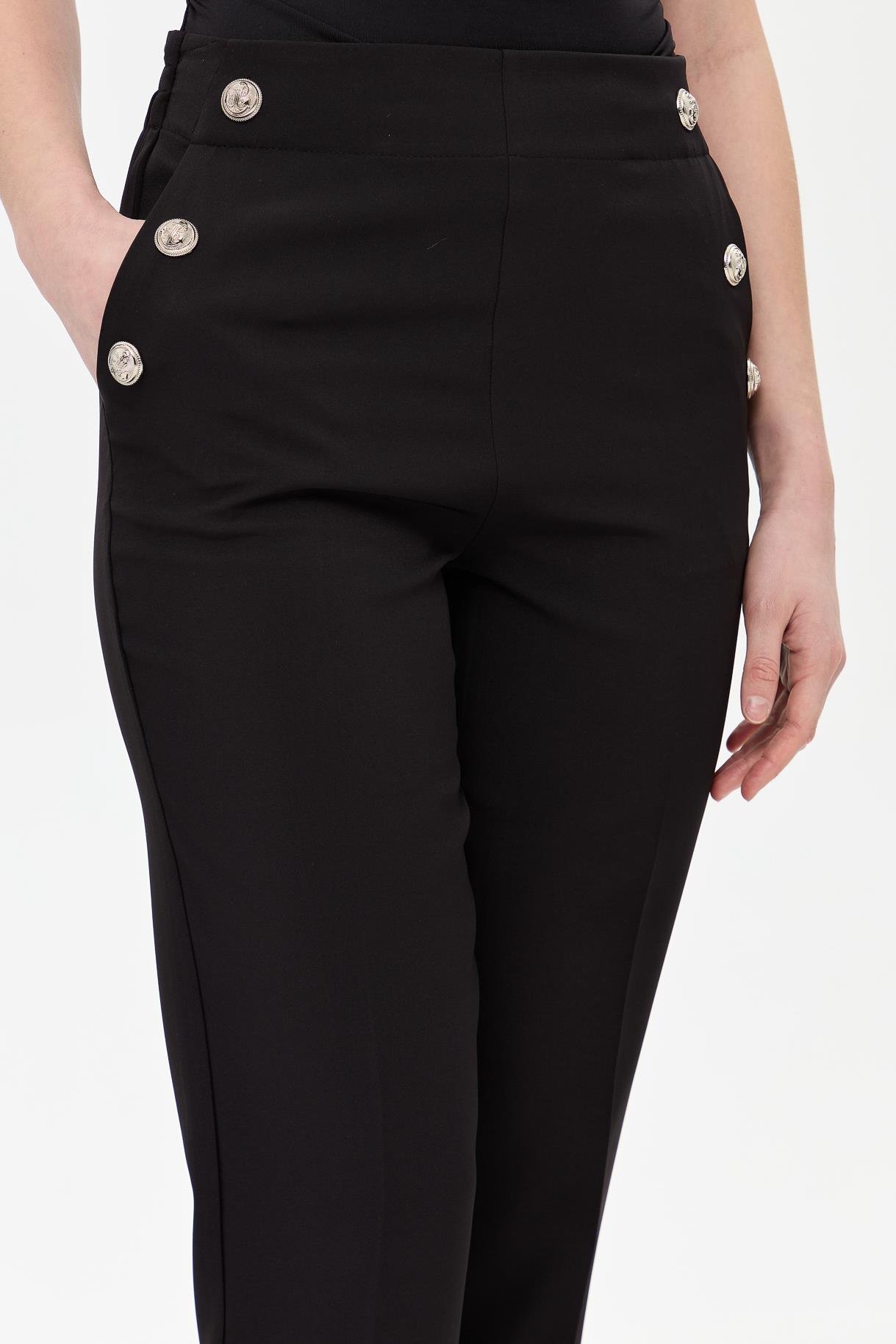 Beli Lastikli Düğme Detaylı Pantolon - SİYAH