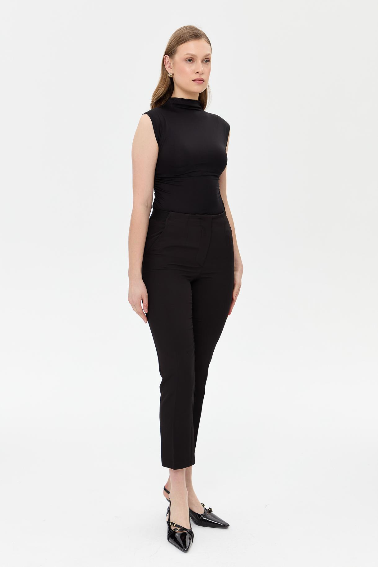 Beli Lastikli Fit Pantolon - SİYAH