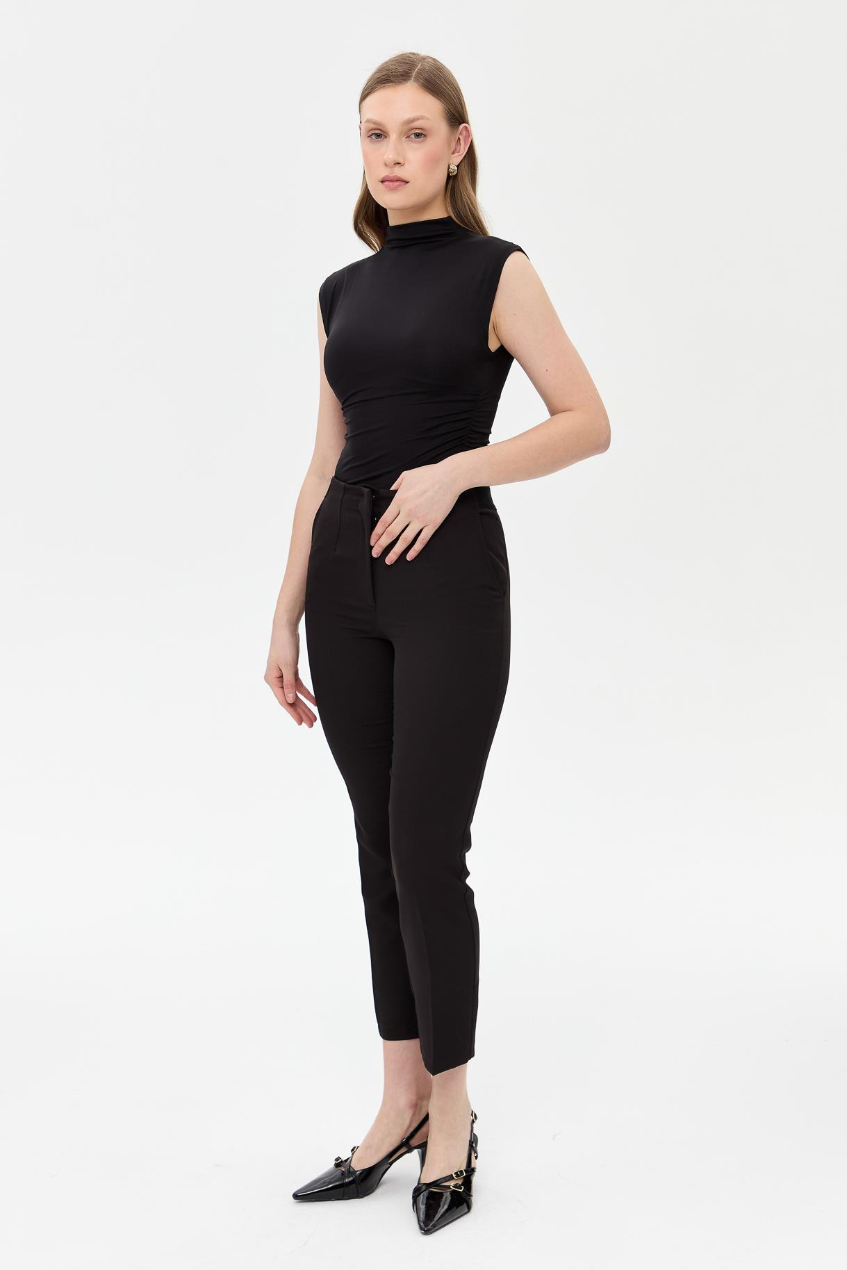 Beli Lastikli Fit Pantolon - SİYAH