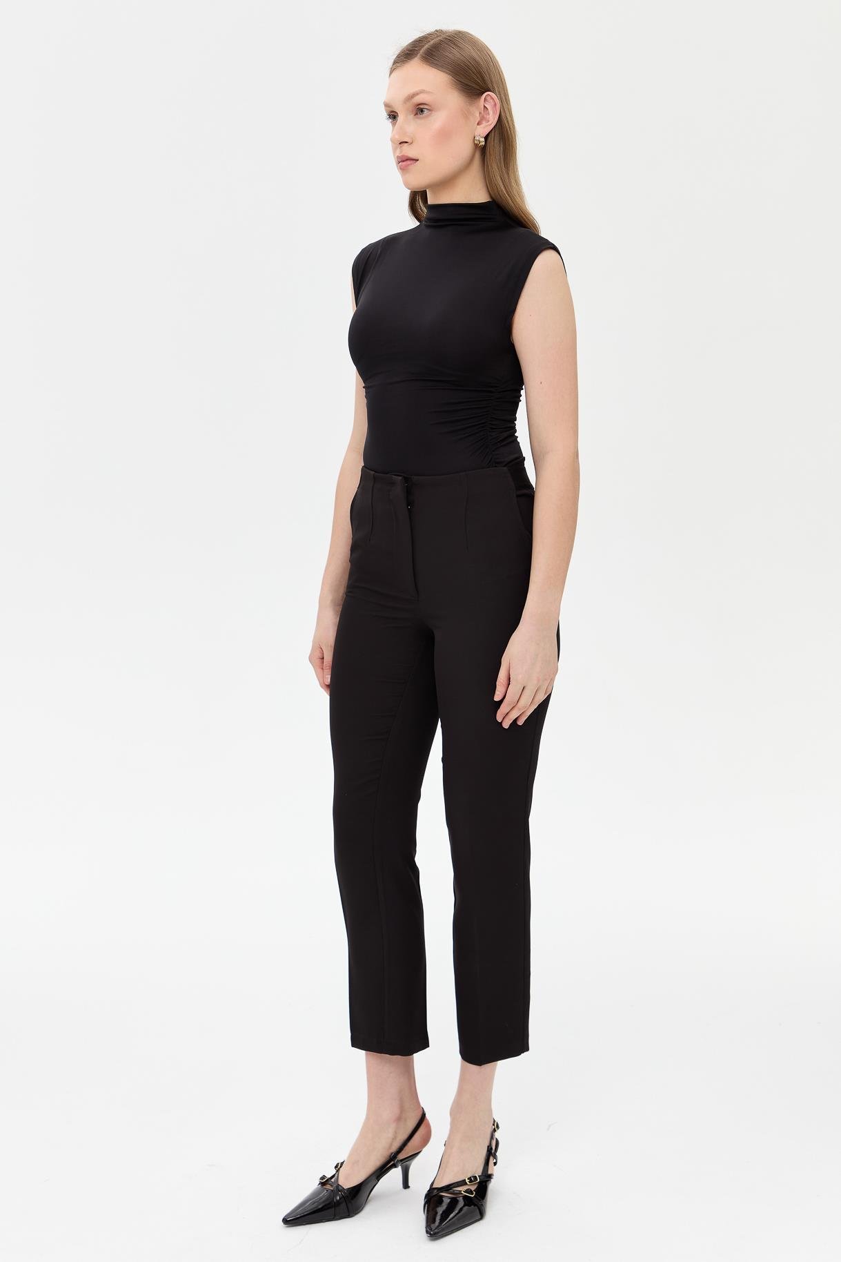 Beli Lastikli Fit Pantolon - SİYAH