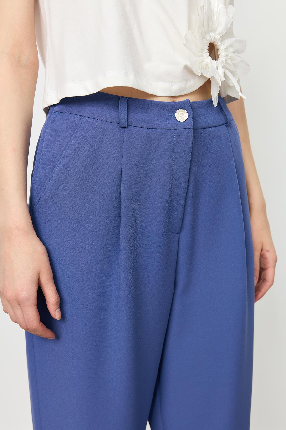 Beli Lastikli Relax Pantolon-İNDİGO