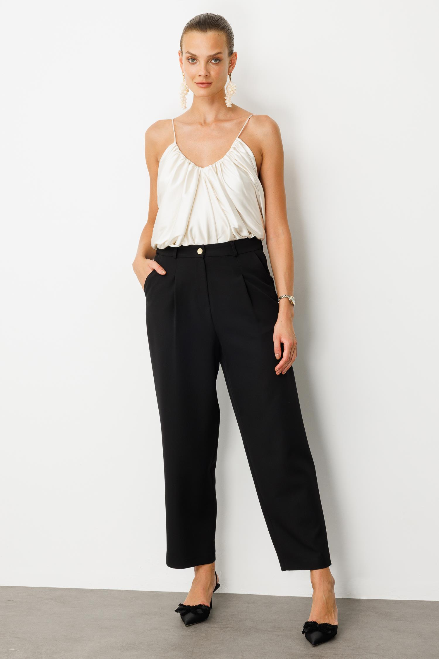 Beli Lastikli Relax Pantolon-SİYAH