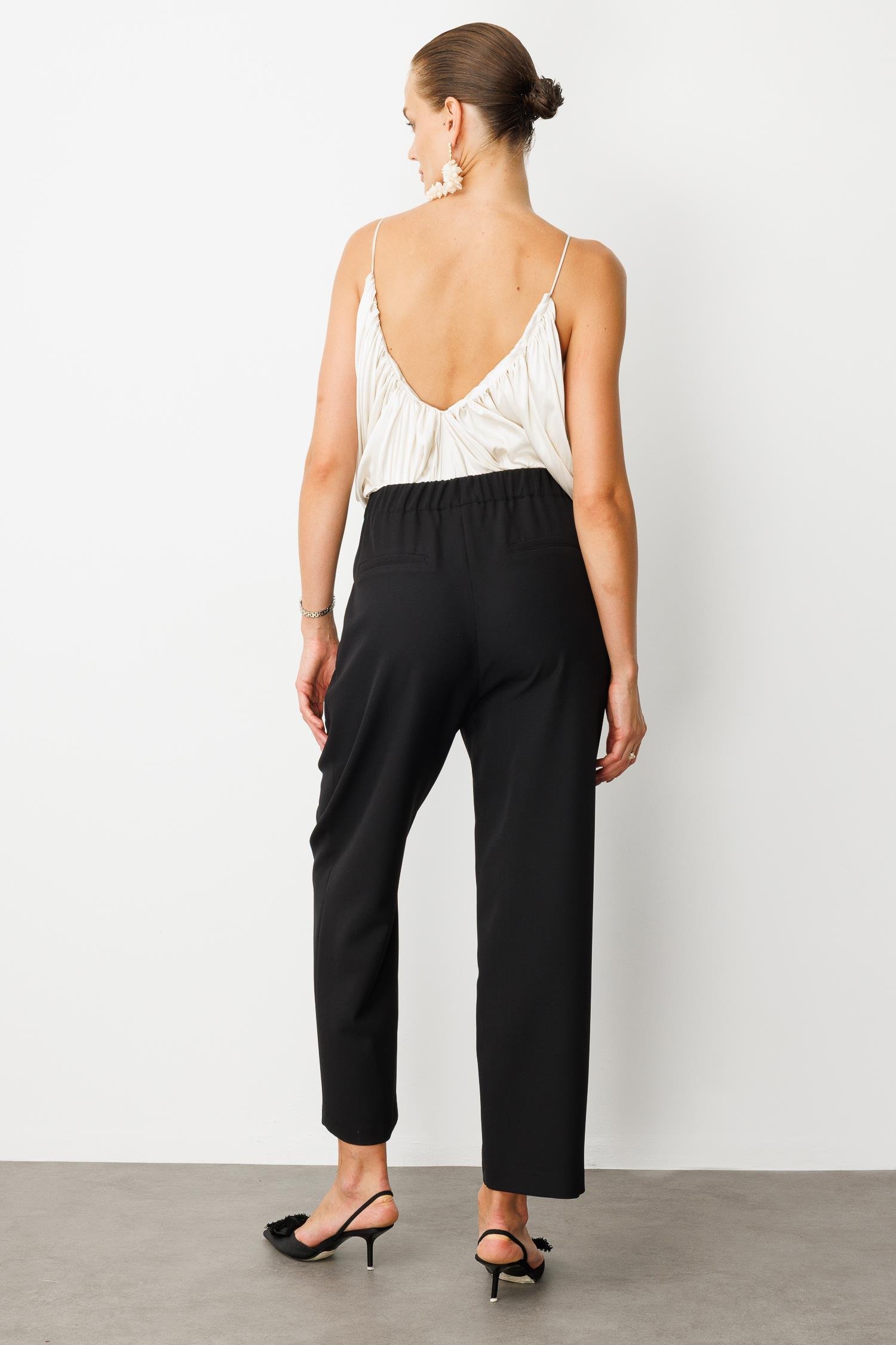 Beli Lastikli Relax Pantolon-SİYAH