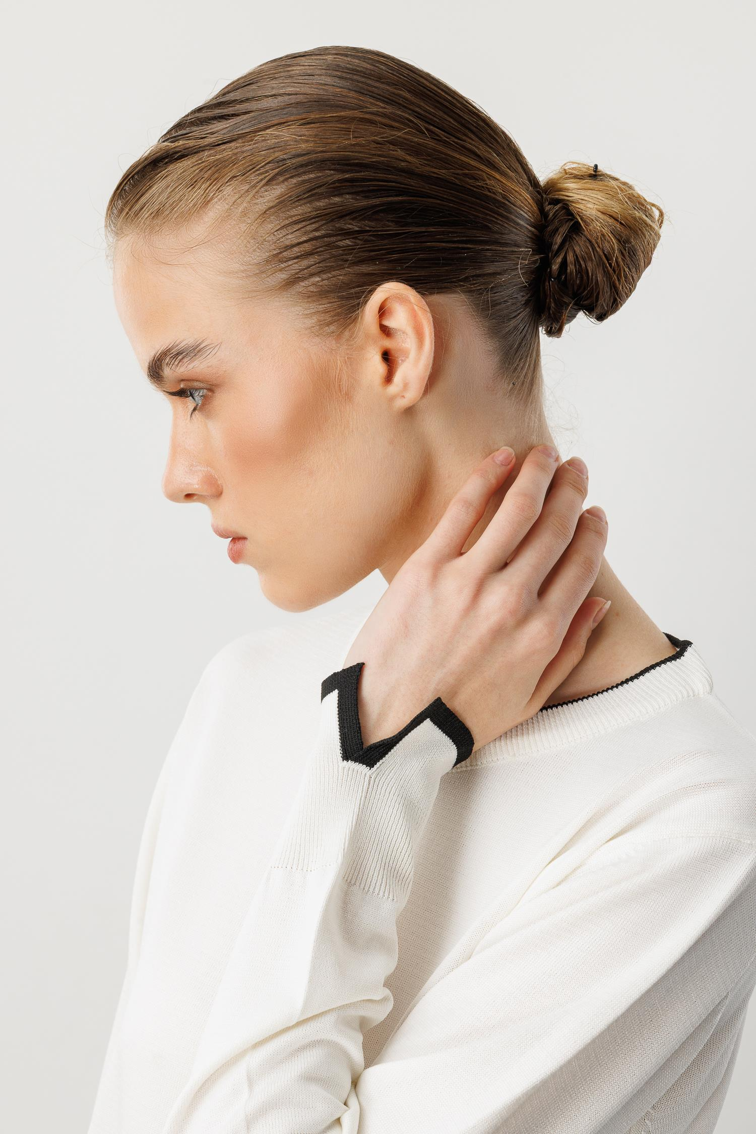 Biye Detaylı Basic Triko Kazak-KEMIK