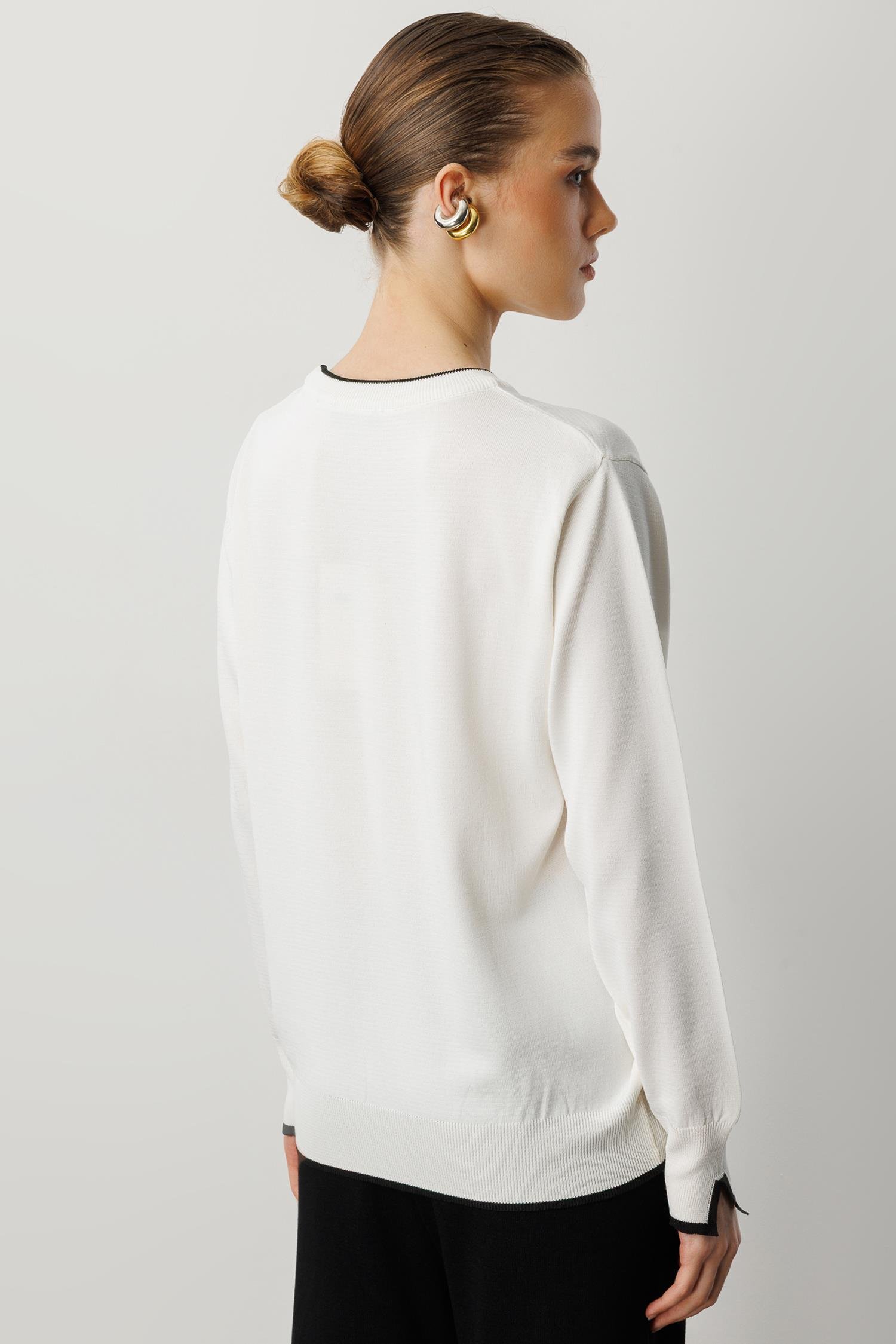 Biye Detaylı Basic Triko Kazak-KEMIK