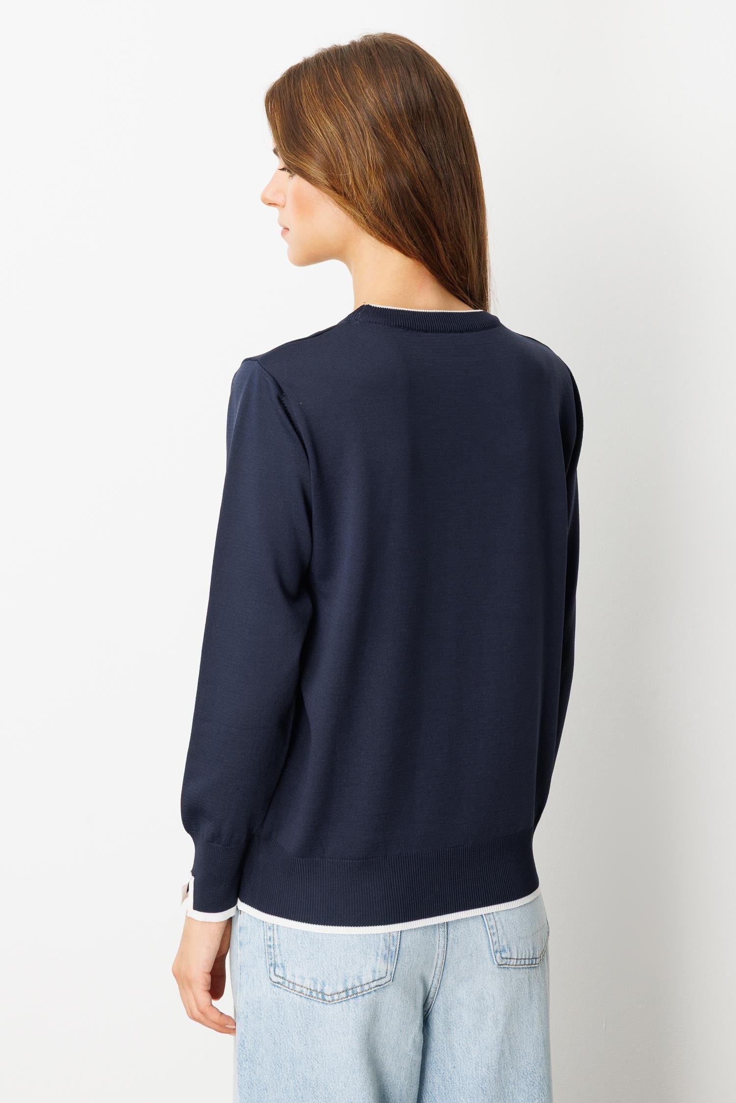 Biye Detaylı Basic Triko Kazak-LACI