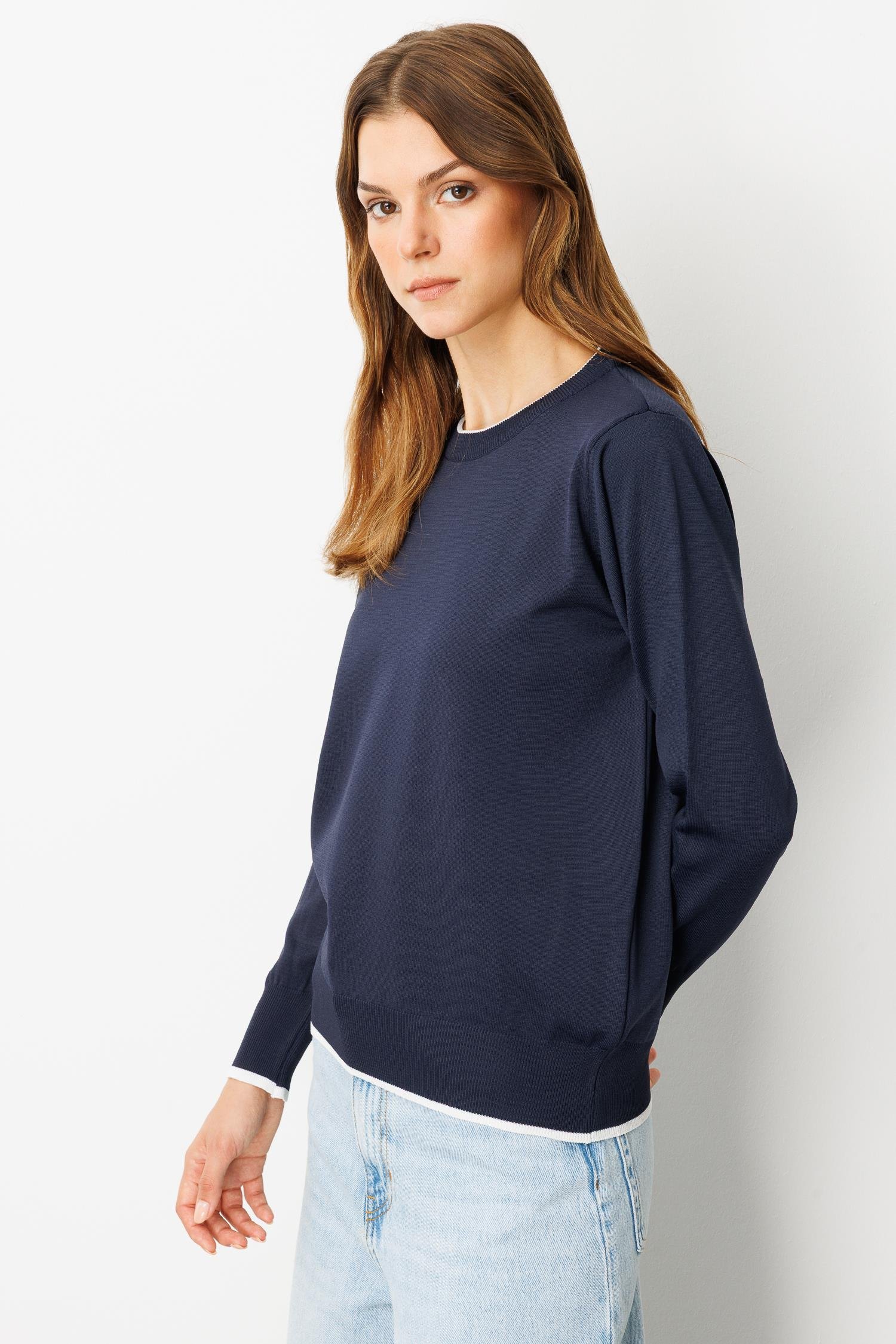 Biye Detaylı Basic Triko Kazak-LACI