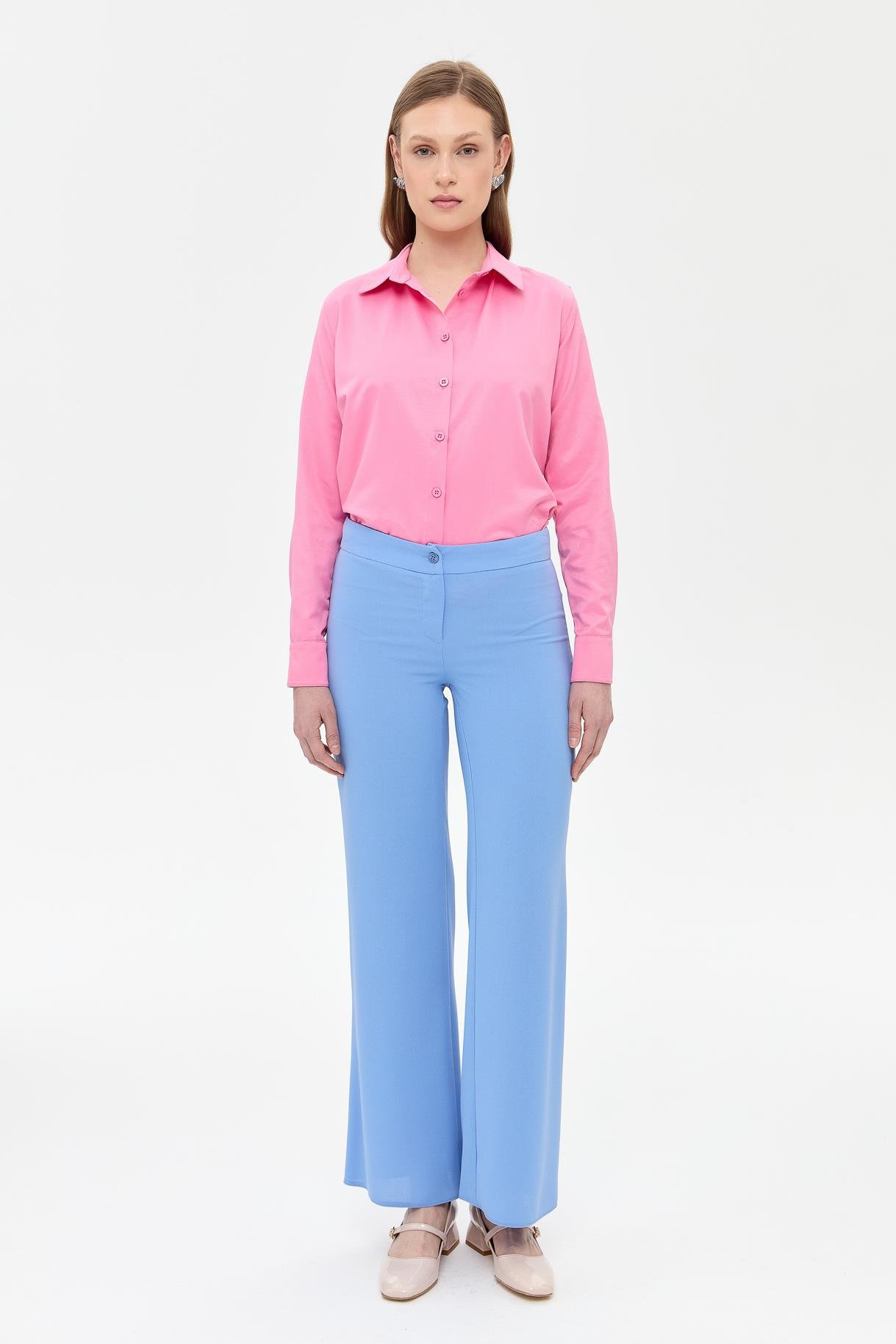 Bol Paça Klasik Pantolon - MAVİ