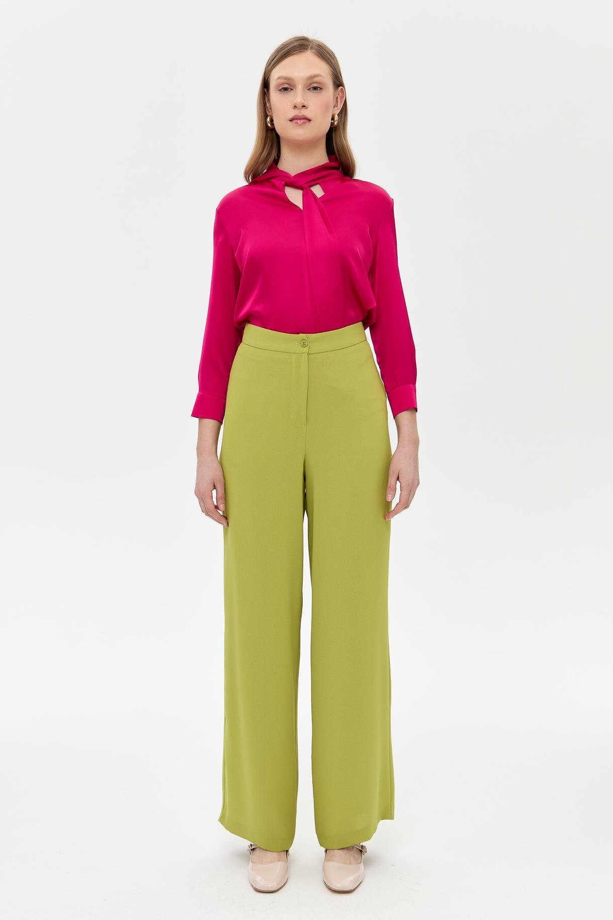 Bol Paça Krep Pantolon - Y.YEŞİLİ