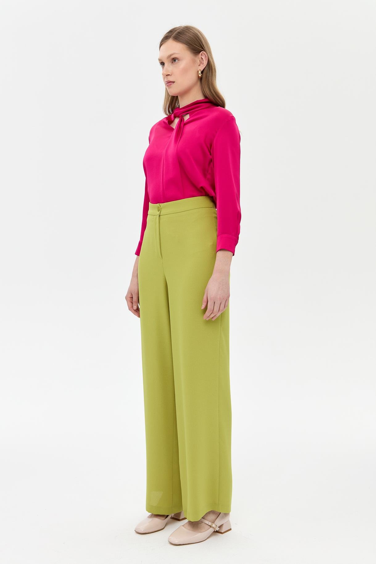 Bol Paça Krep Pantolon - Y.YEŞİLİ