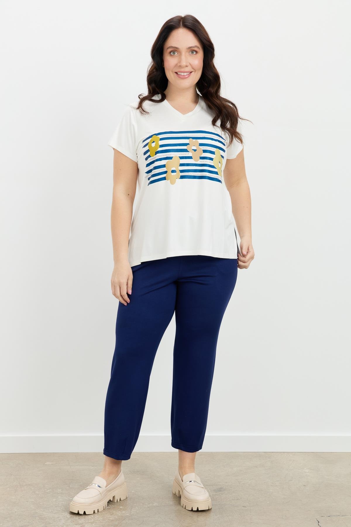 Büyük Beden Baskı Detay Bluz-KEMIK