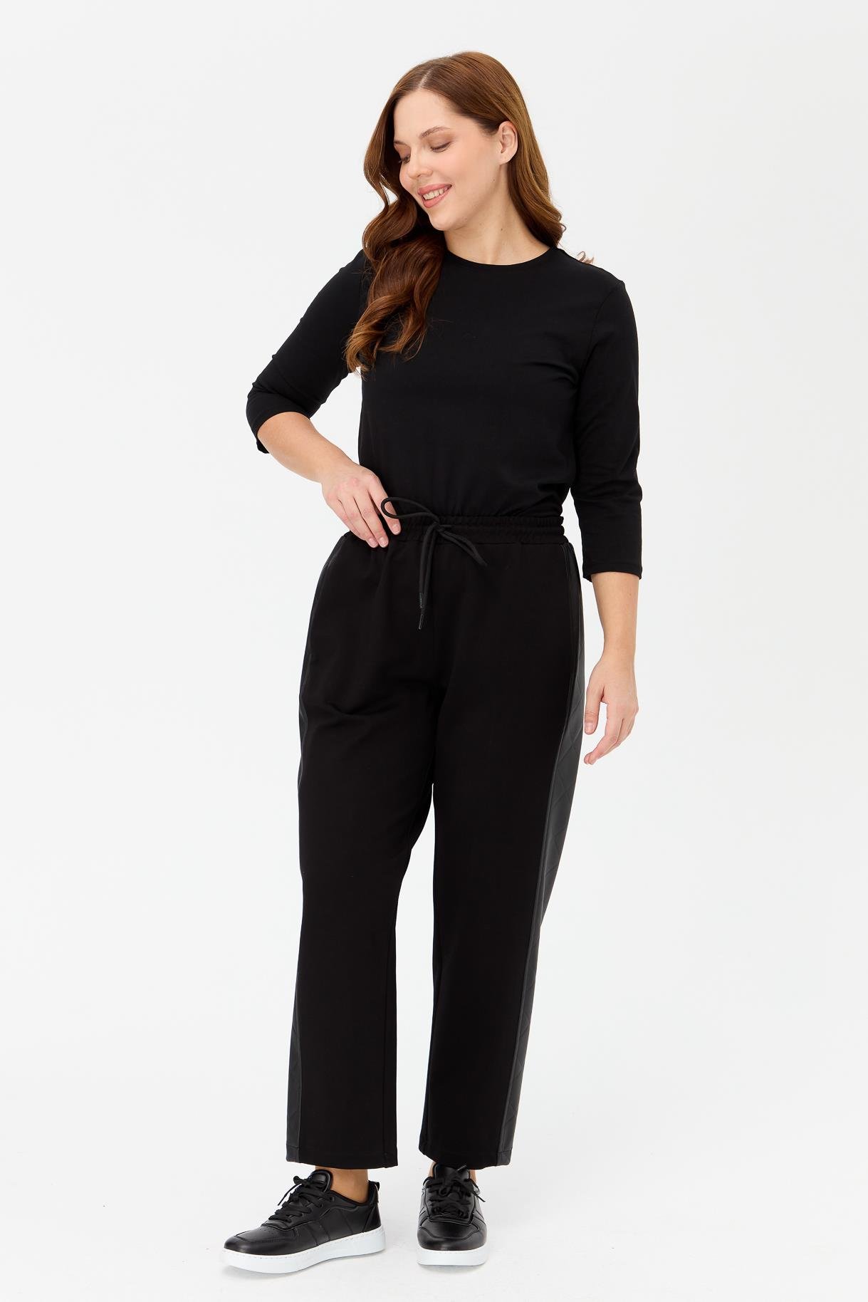 Büyük Beden Beli Lastikli Dalgıç Pantolon - SİYAH