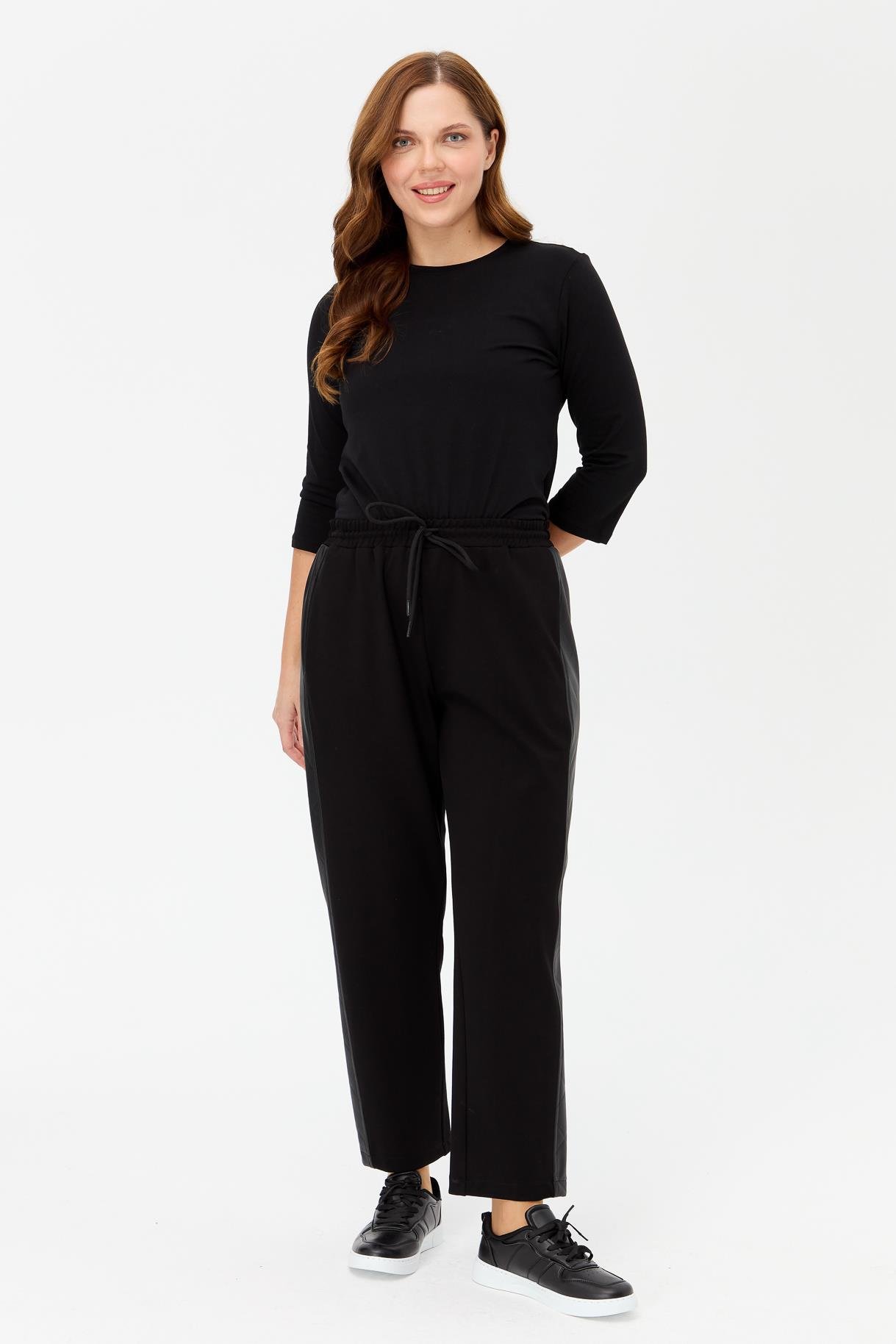 Büyük Beden Beli Lastikli Dalgıç Pantolon - SİYAH