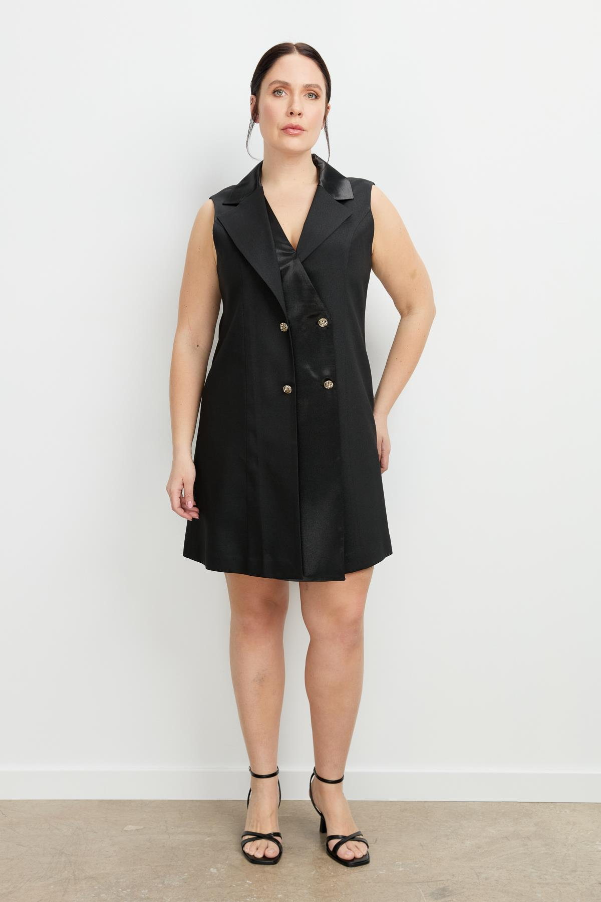 Büyük Beden Ceket Elbise-SİYAH