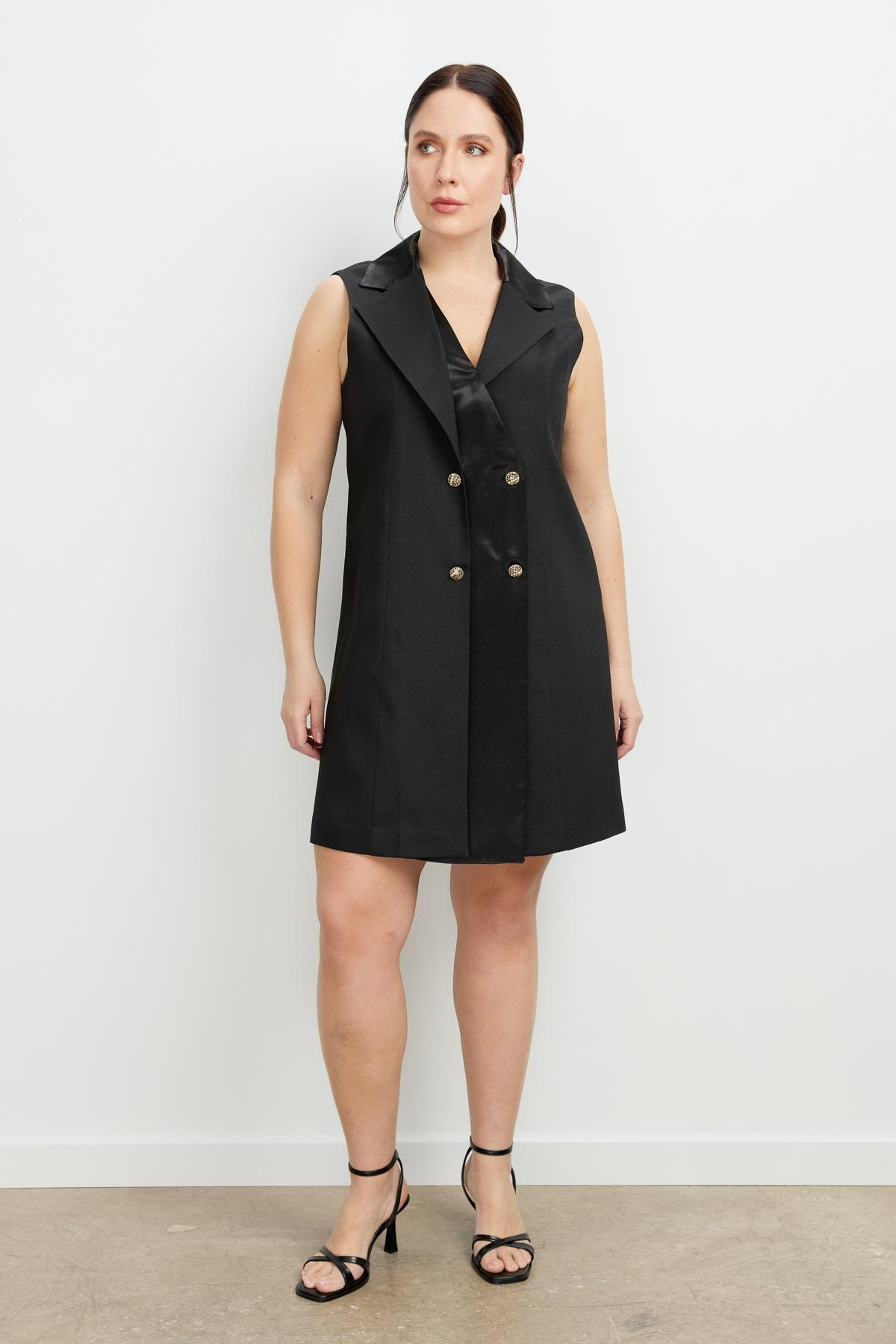 Büyük Beden Ceket Elbise-SİYAH