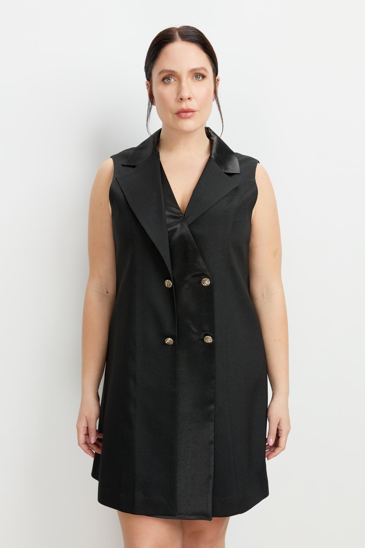 Büyük Beden Ceket Elbise-SİYAH