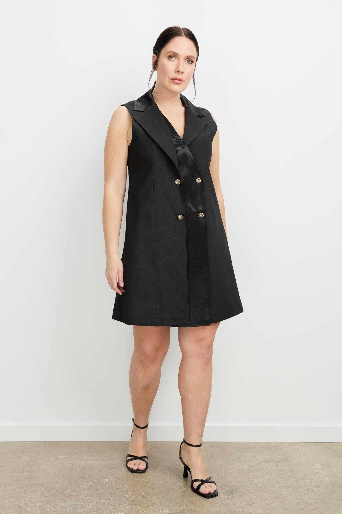 Büyük Beden Ceket Elbise-SİYAH