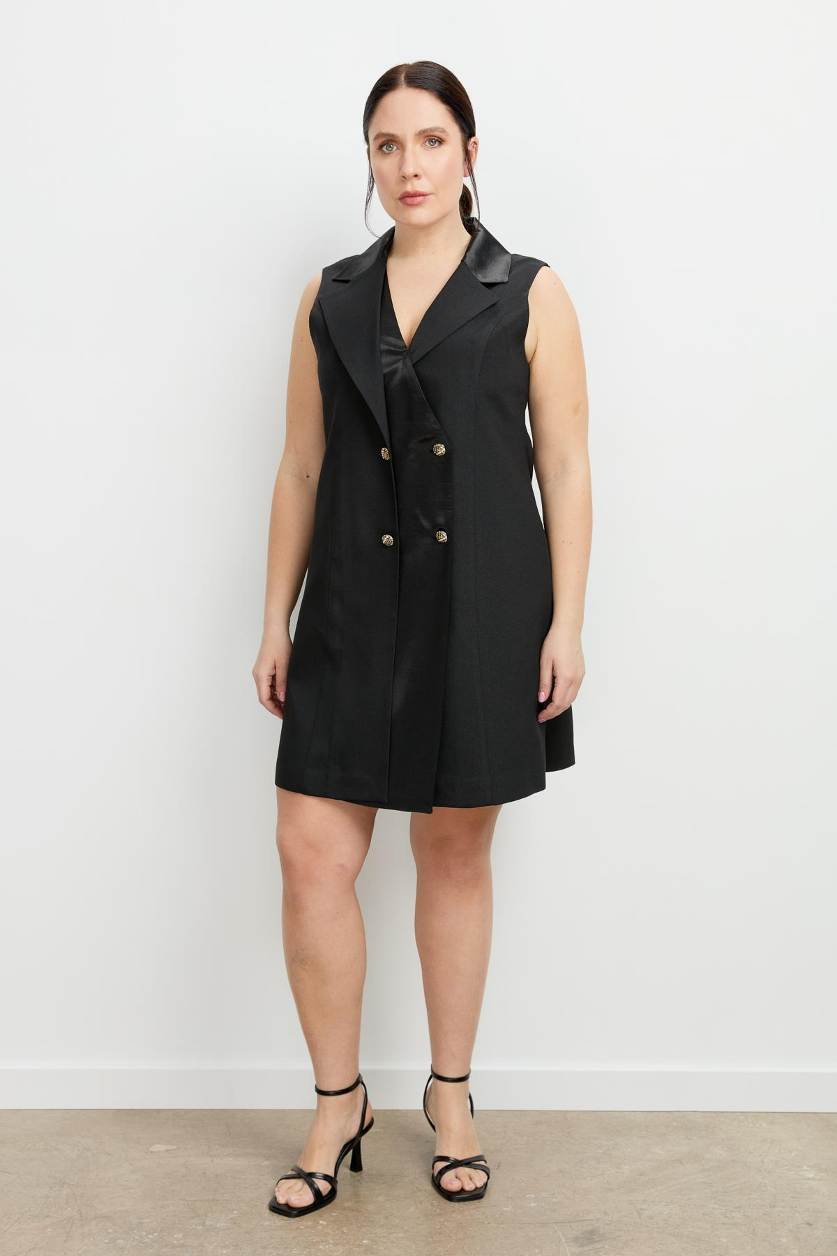 Büyük Beden Ceket Elbise-SİYAH