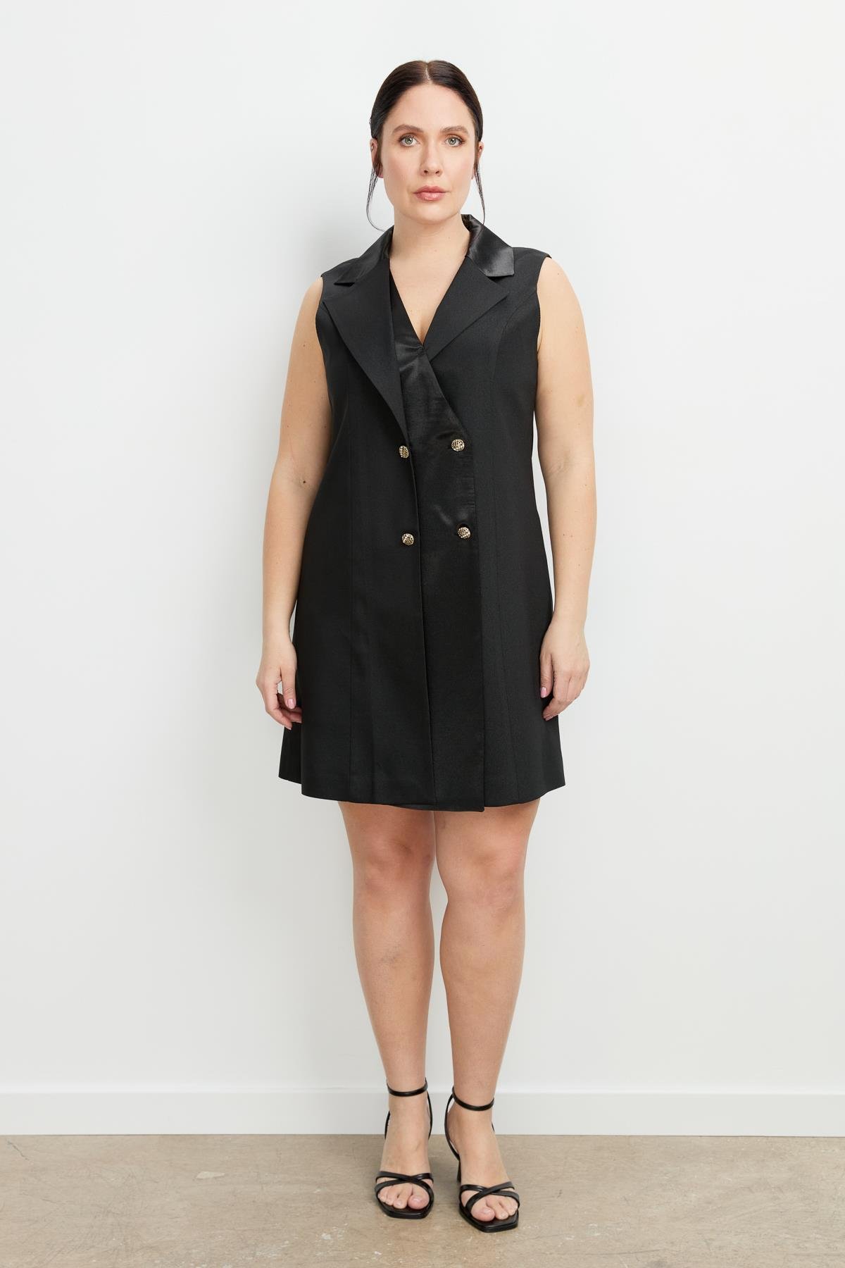 Büyük Beden Ceket Elbise-SİYAH