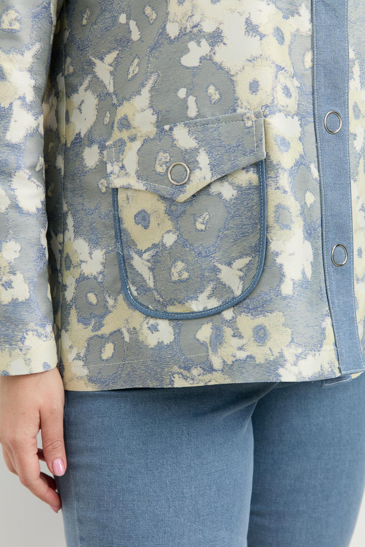 Büyük Beden Cep Detay Ceket-MAVİ