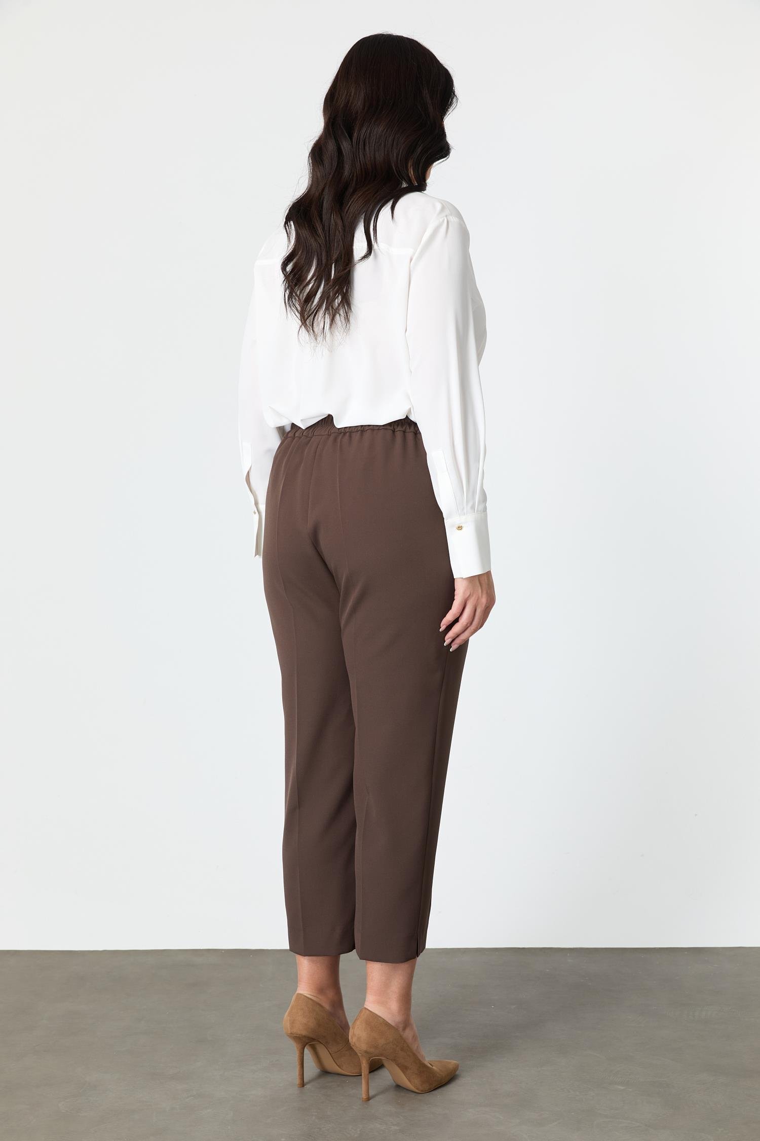 Büyük Beden Cepli Pantolon-KAHVE