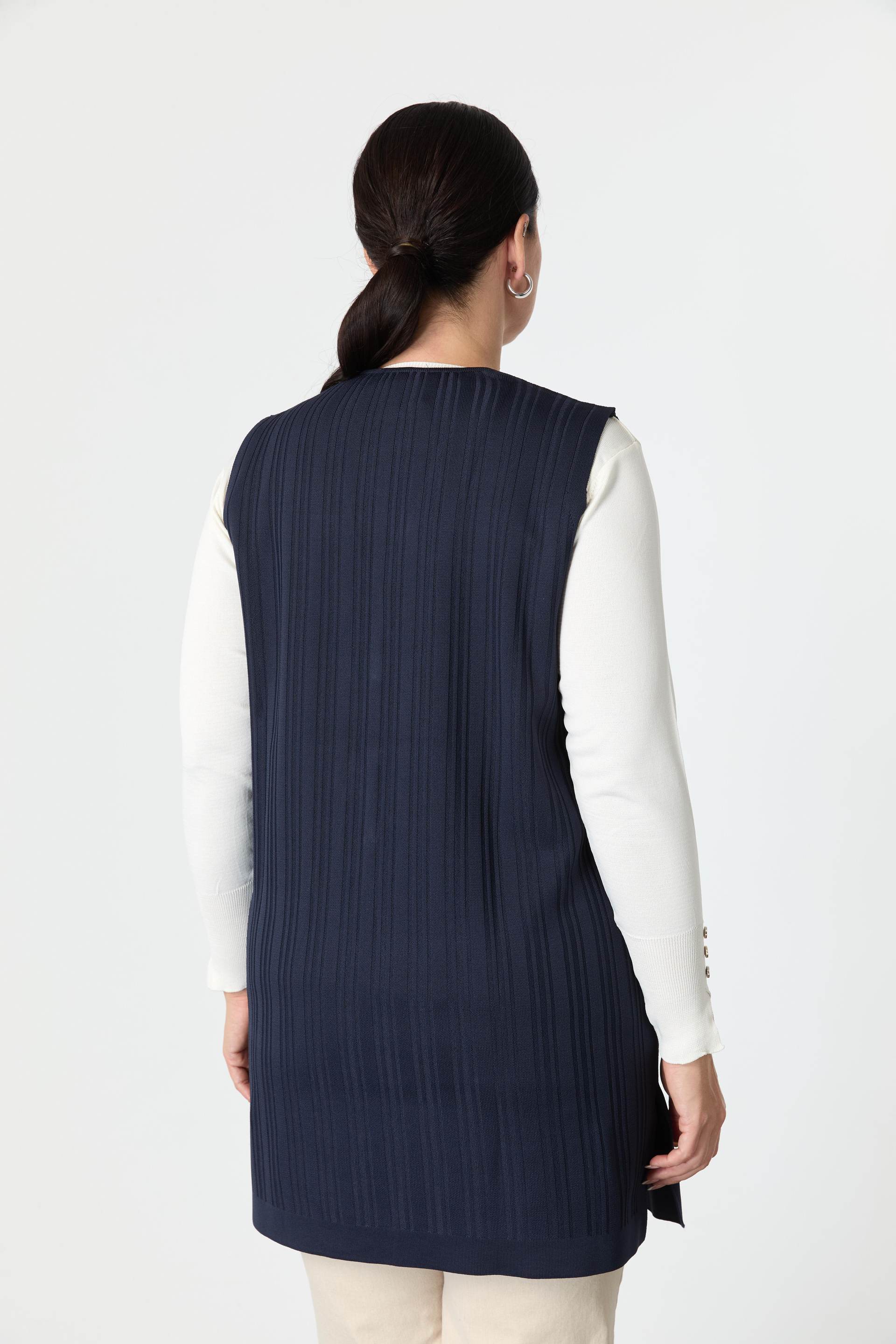 Büyük Beden Cepli Triko Yelek-LACI