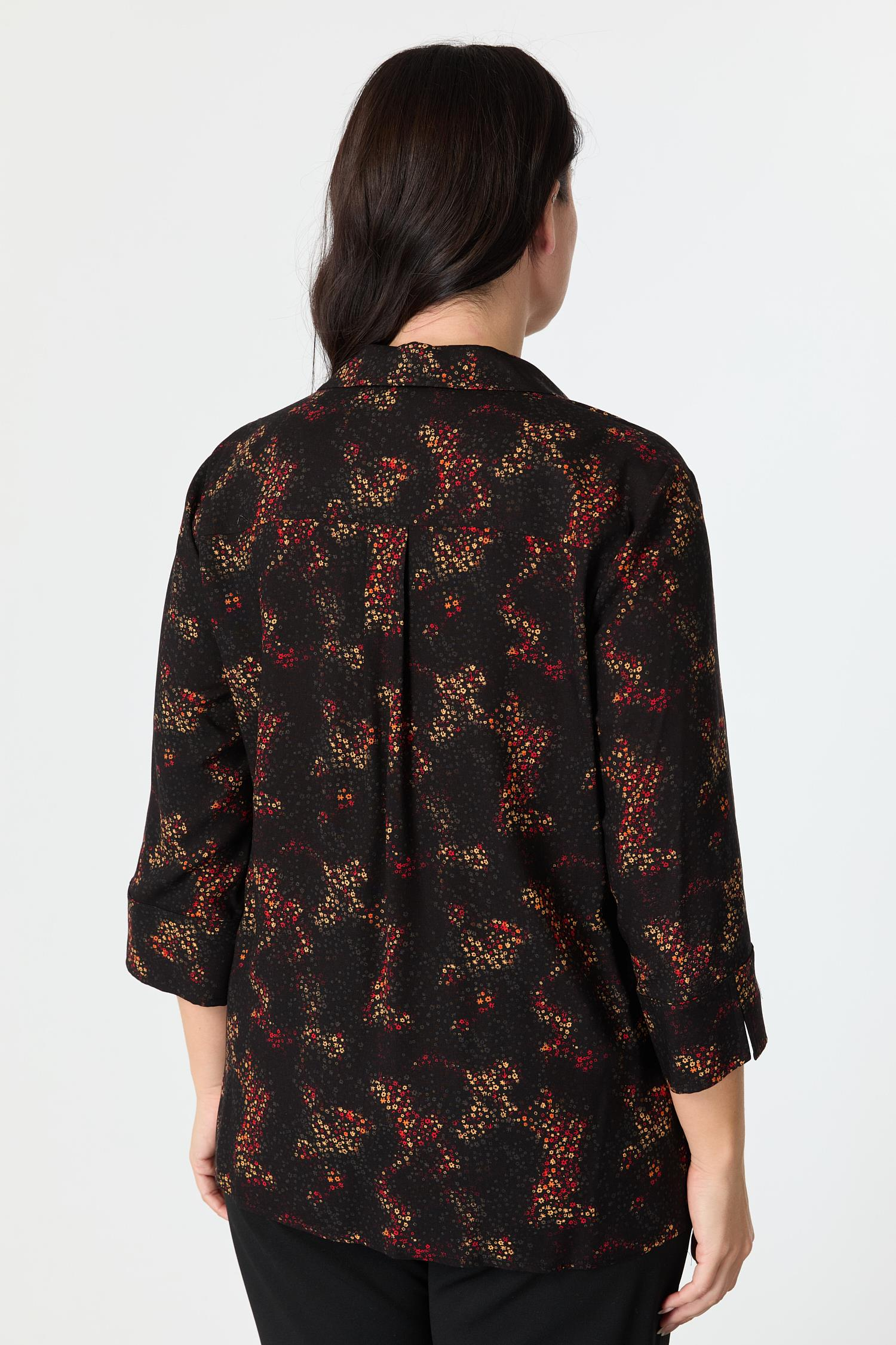 Büyük Beden Desenli Gömlek-KIRMIZI