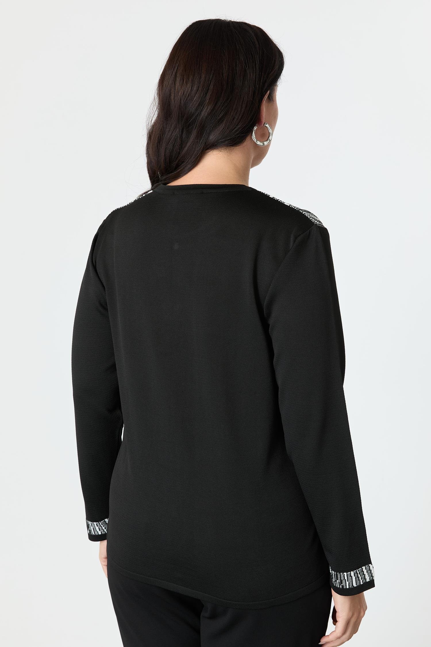 Büyük Beden Desenli Hırka-SİYAH