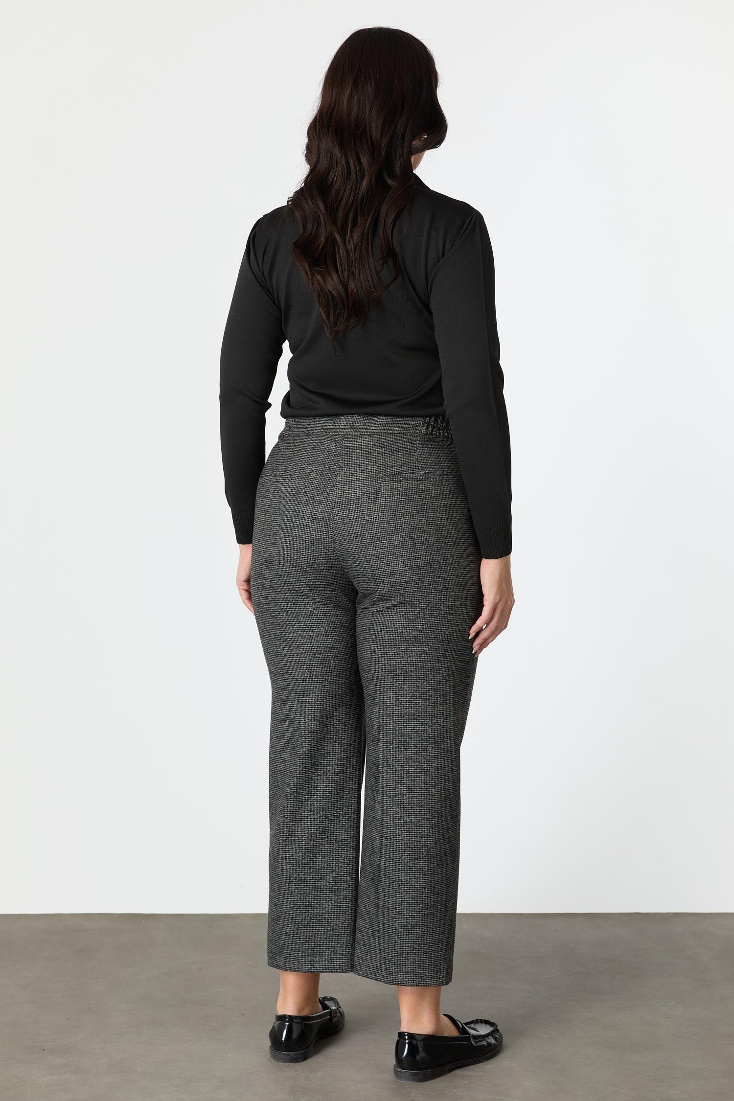 Büyük Beden Desenli Pantolon-SİYAH