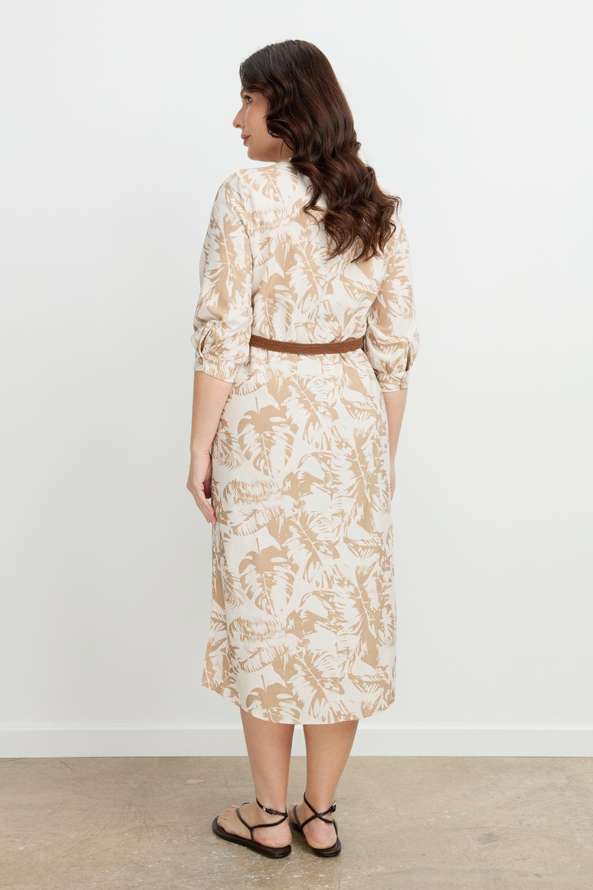 Büyük Beden Desenli Uzun Elbise-MOKKA