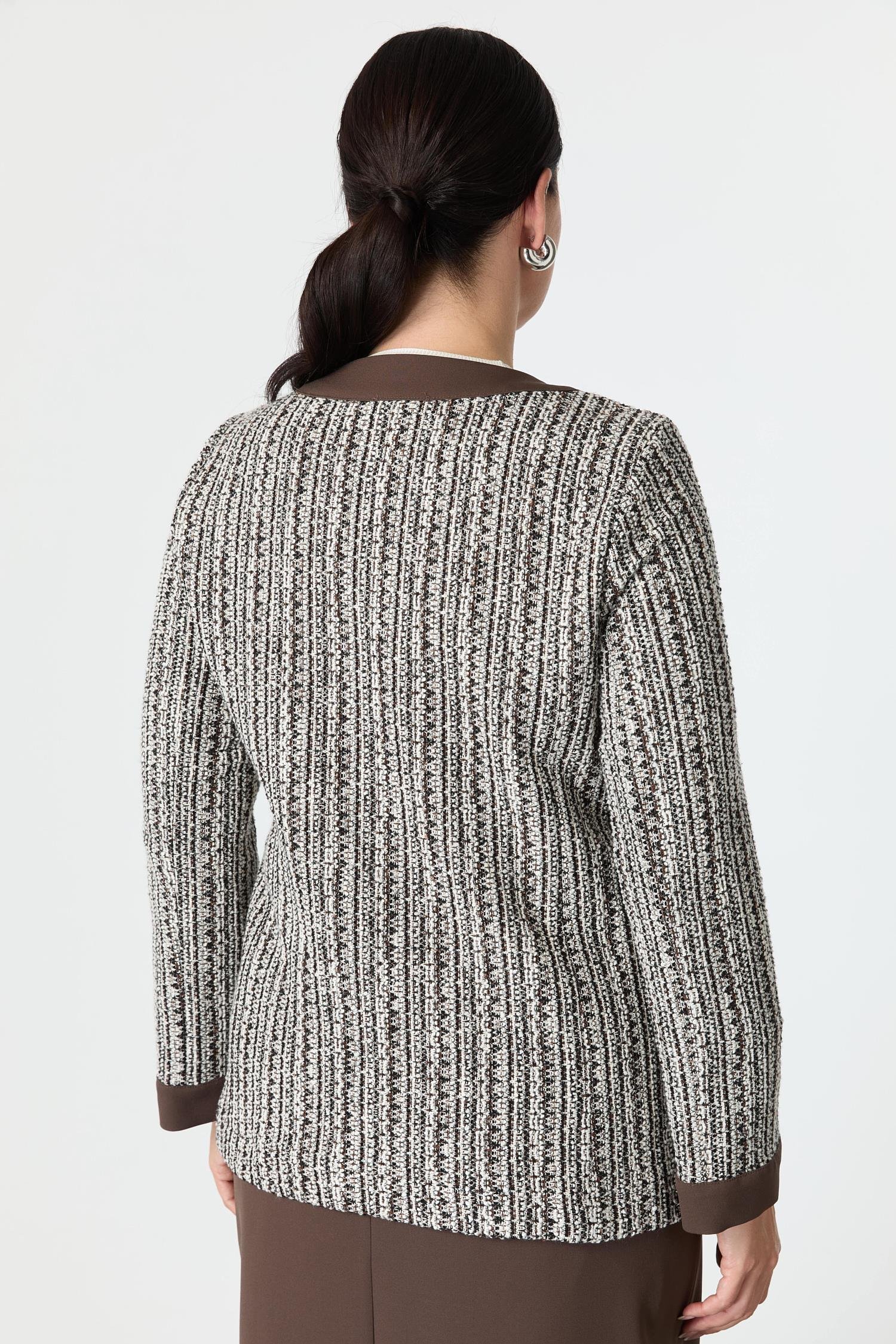 Büyük Beden Düğmeli Ceket-KAHVE