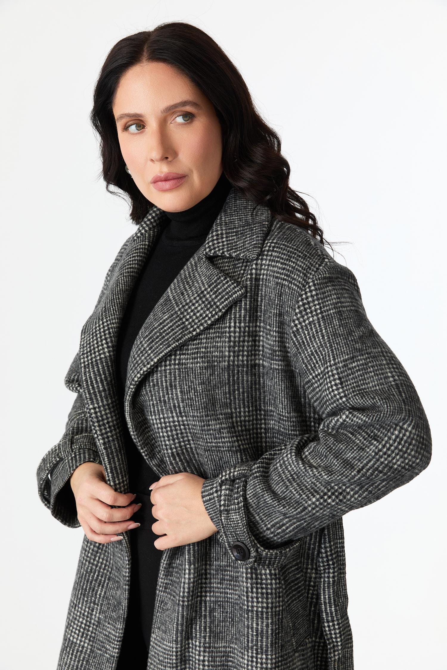 Büyük Beden Ekose Kaban-SİYAH