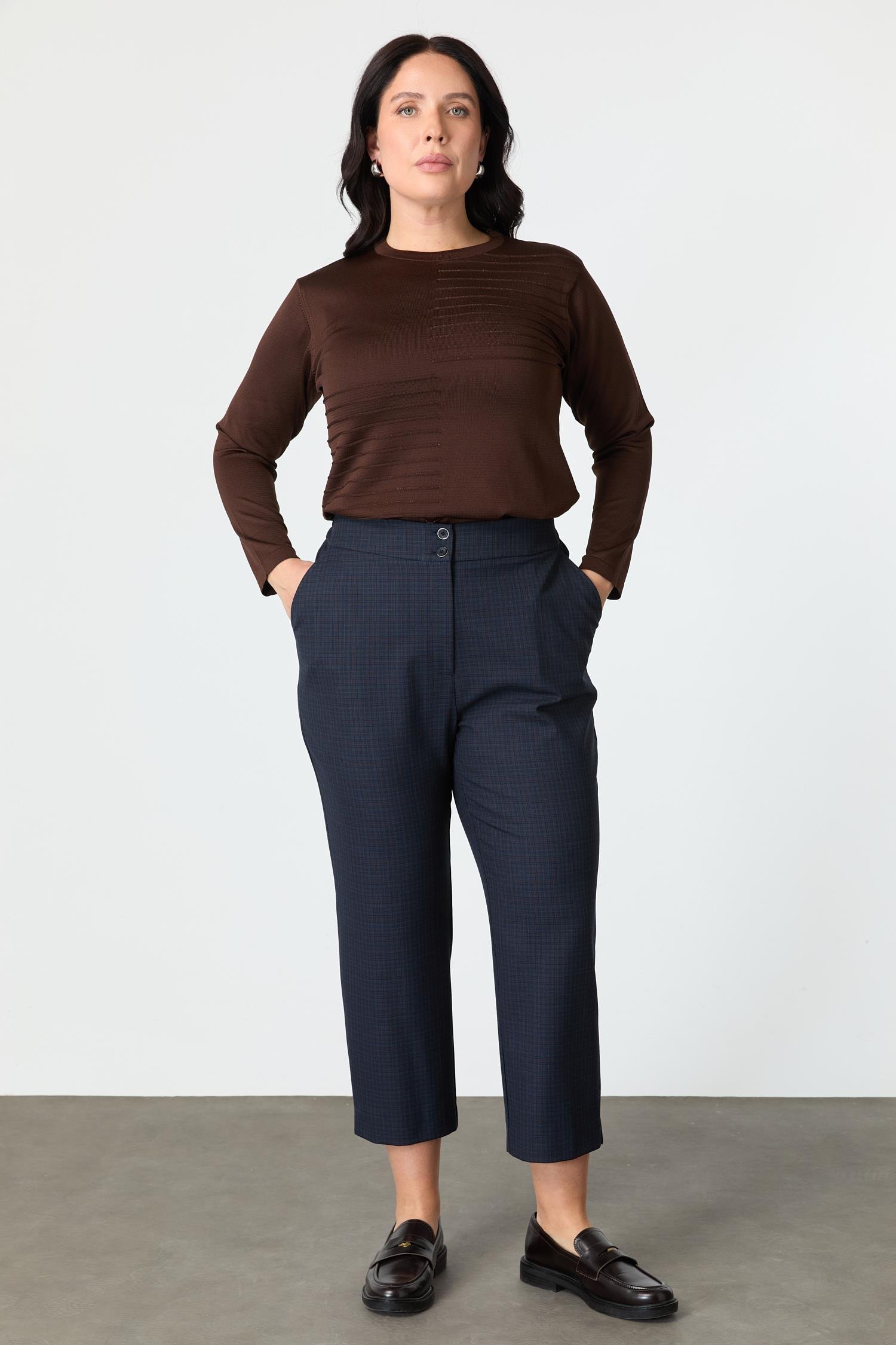 Büyük Beden Ekose Pantolon-LACI