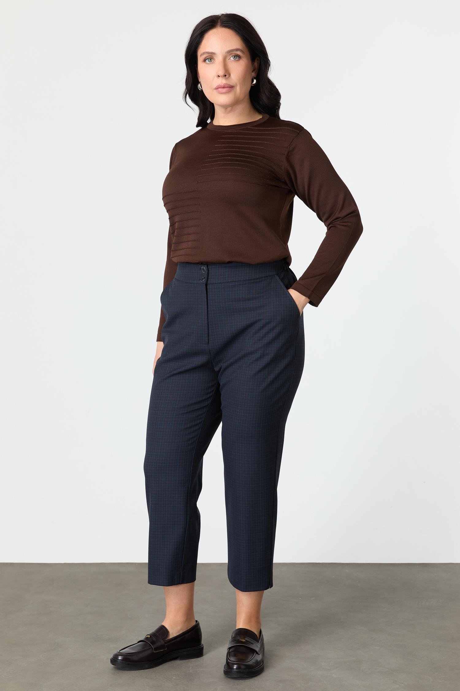 Büyük Beden Ekose Pantolon-LACI