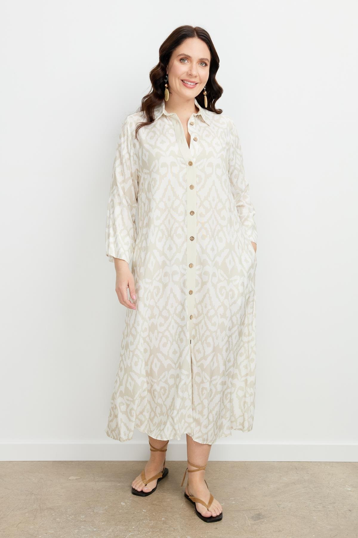 Büyük Beden Etnik Desen Elbise-VİZON