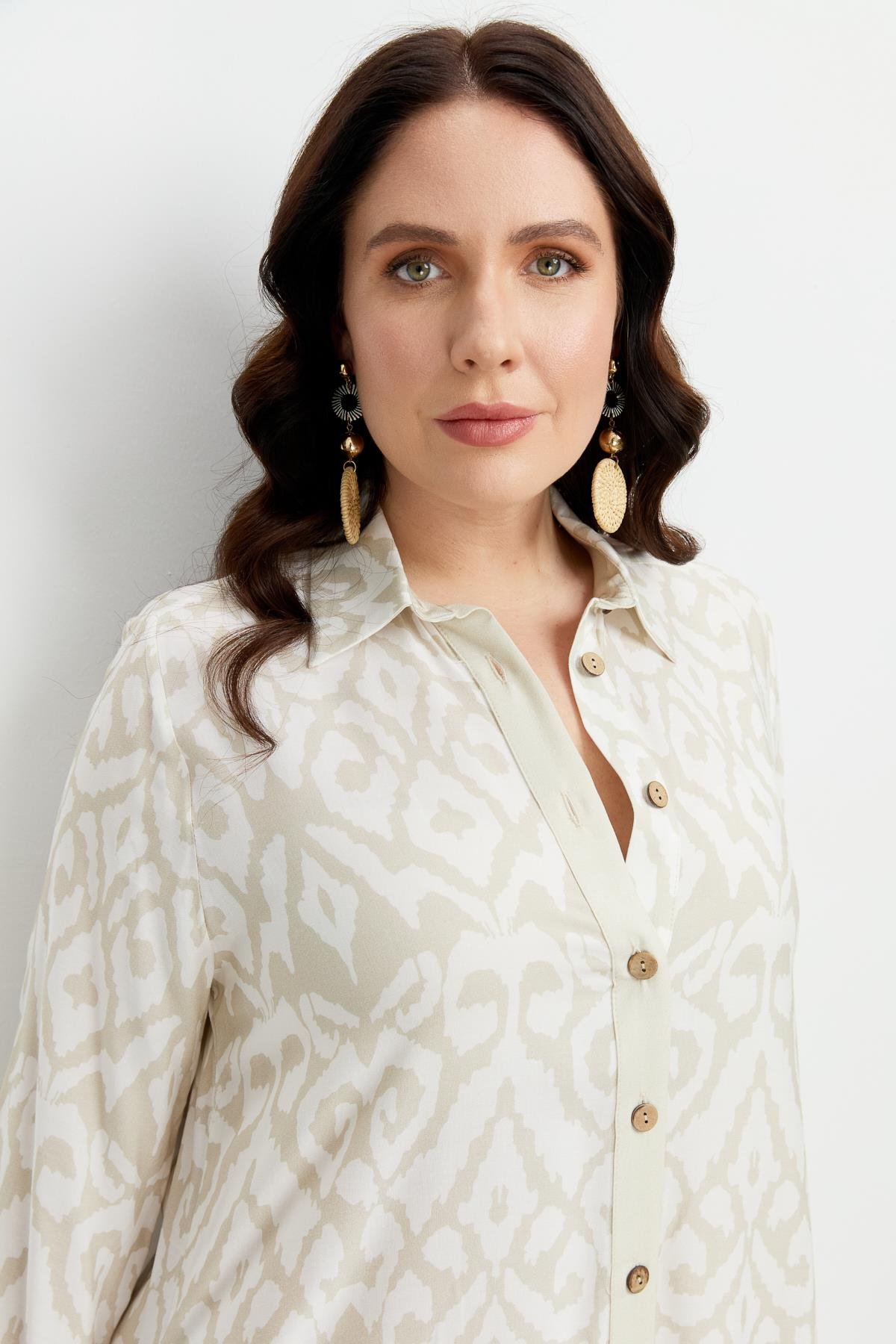 Büyük Beden Etnik Desen Elbise-VİZON