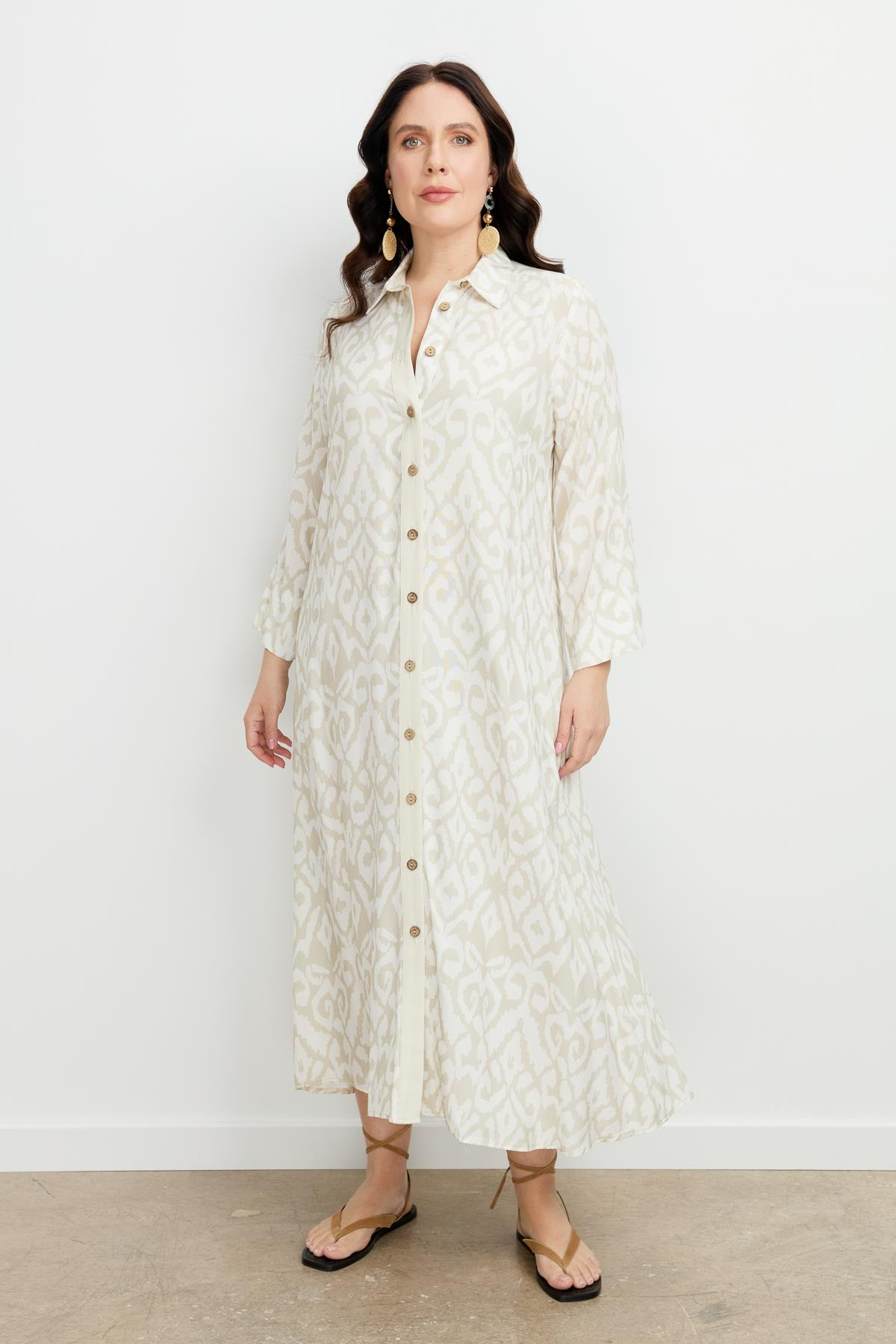 Büyük Beden Etnik Desen Elbise-VİZON