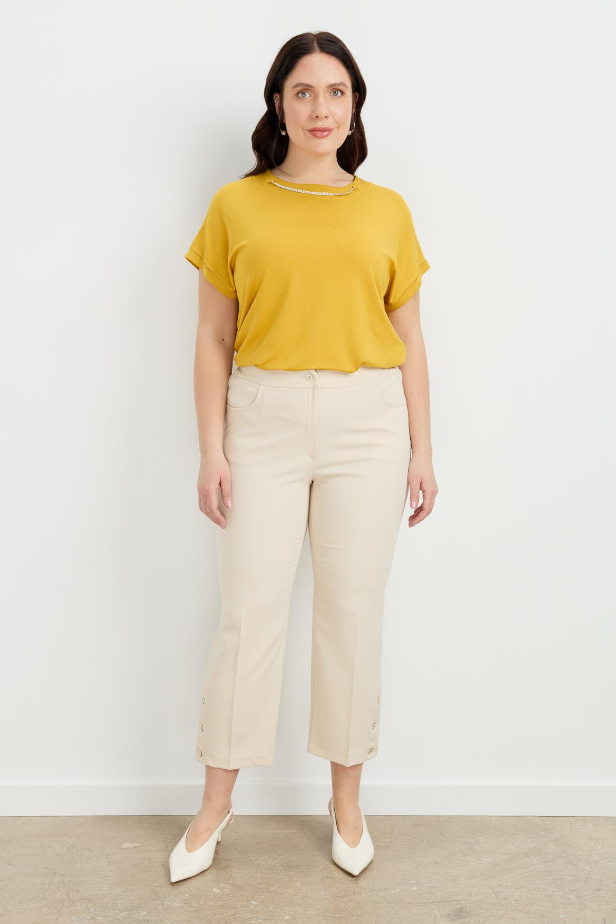 Büyük Beden Hürrem Pantolon-TAŞ