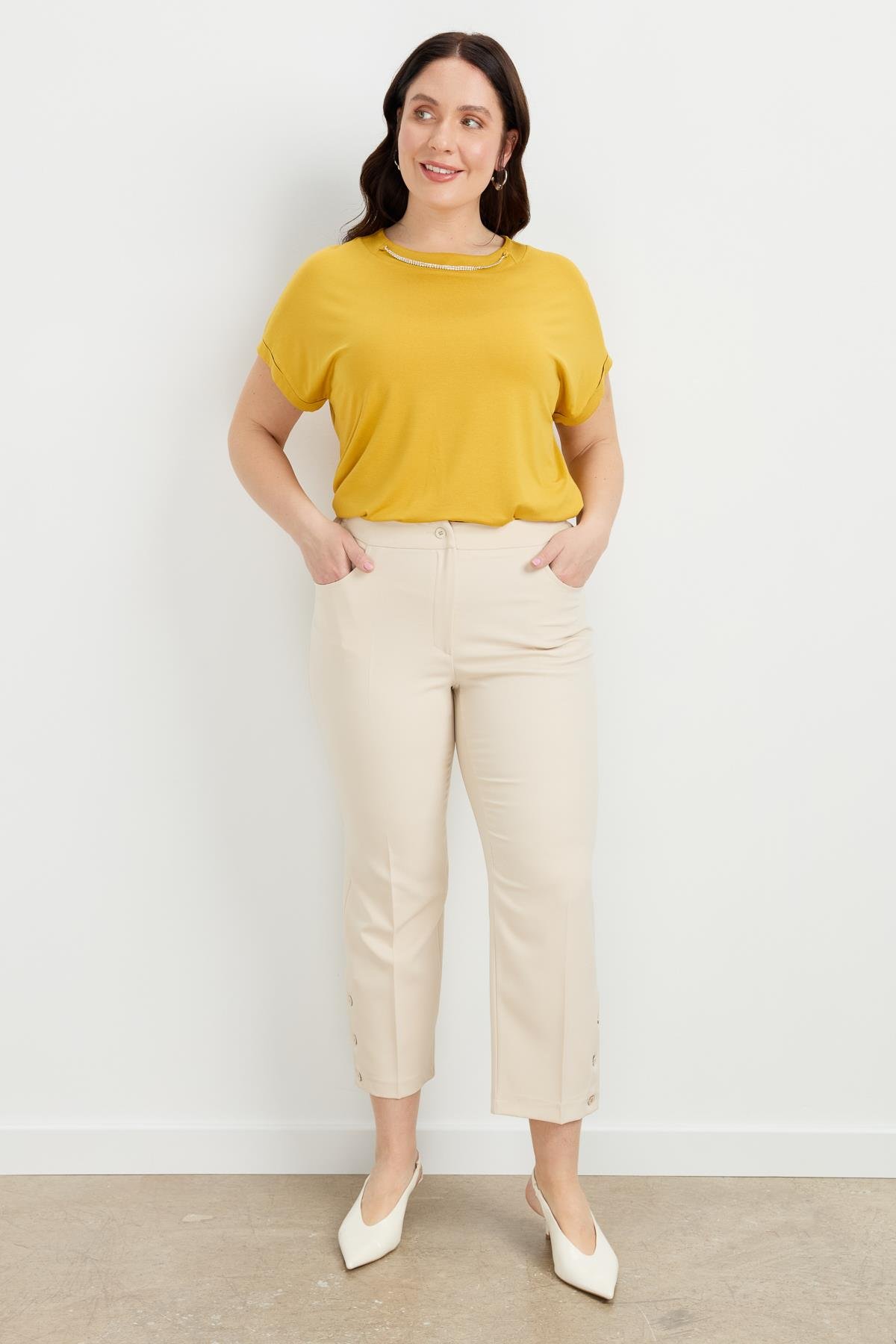 Büyük Beden Hürrem Pantolon-TAŞ