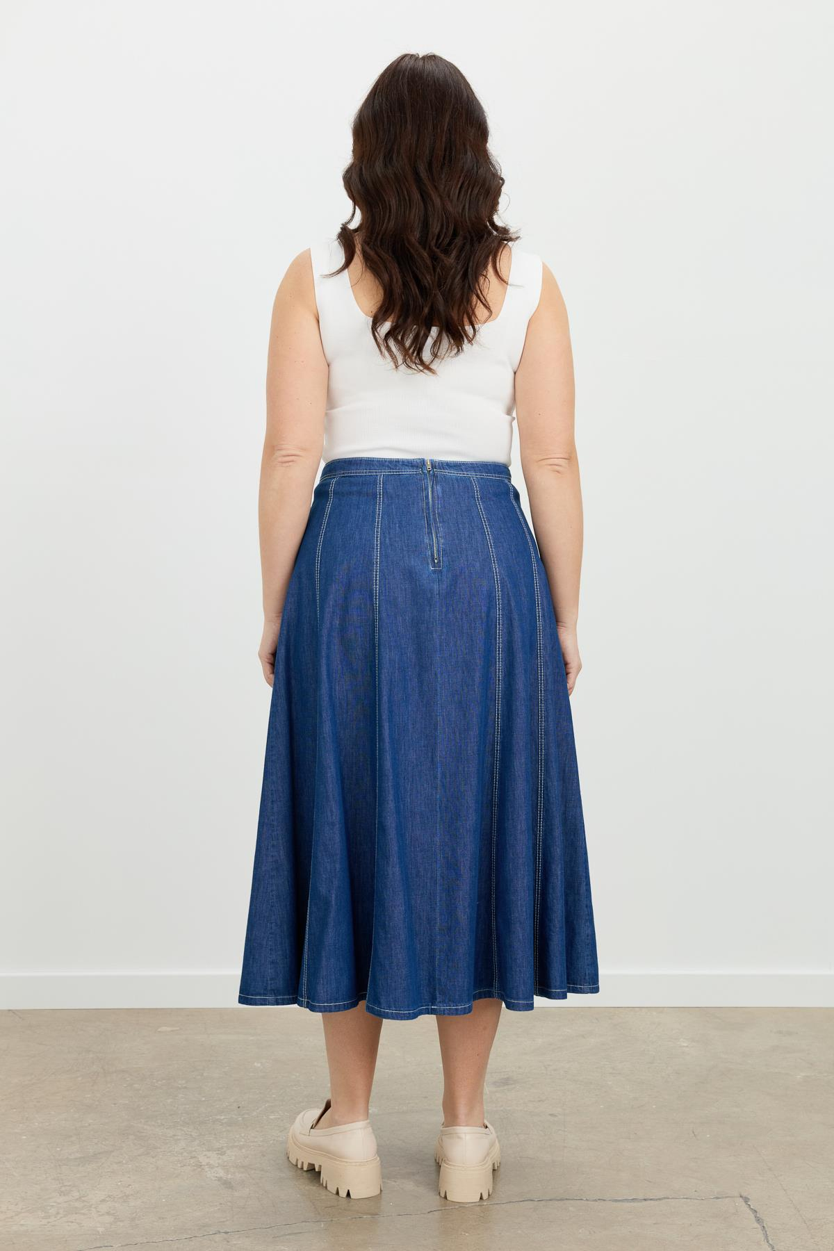 Büyük Beden Kloş Kot Etek-LACI