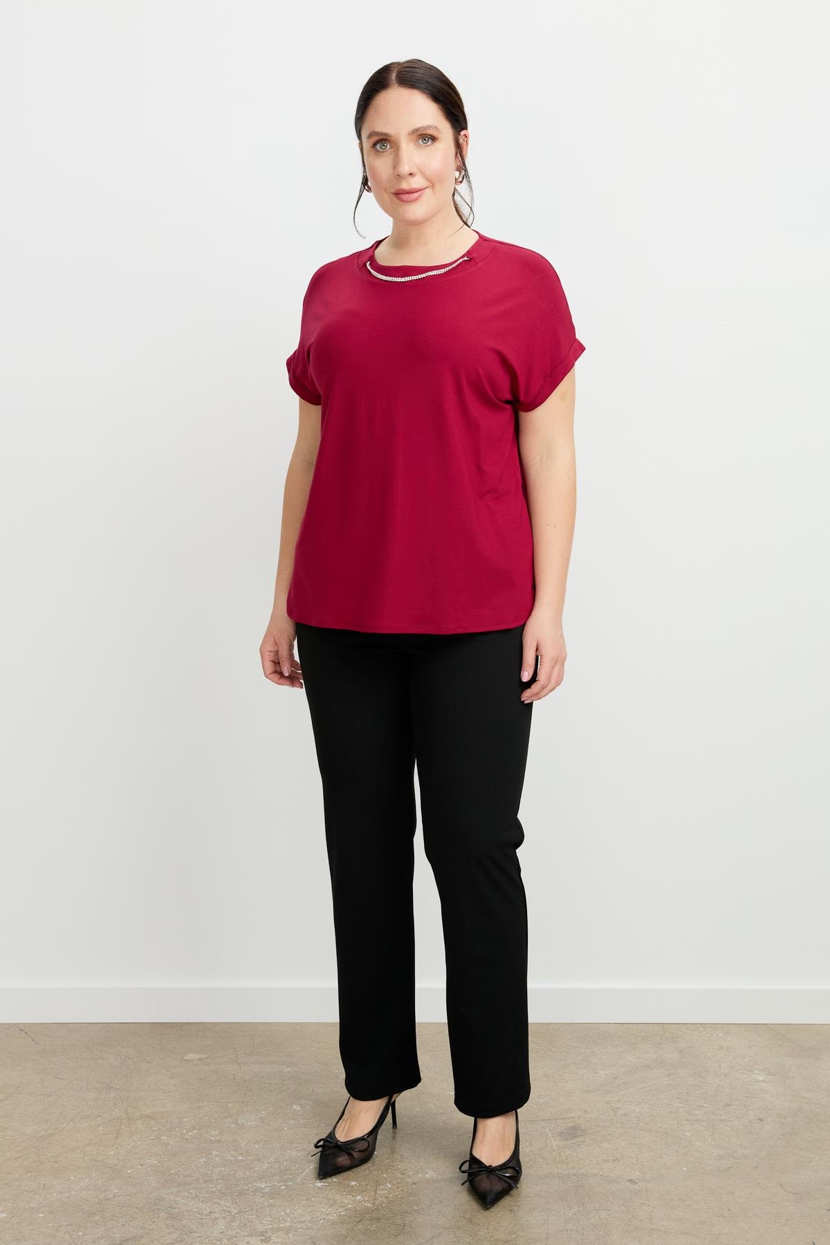 Büyük Beden Kolye Detaylı Bluz-MÜRDÜM