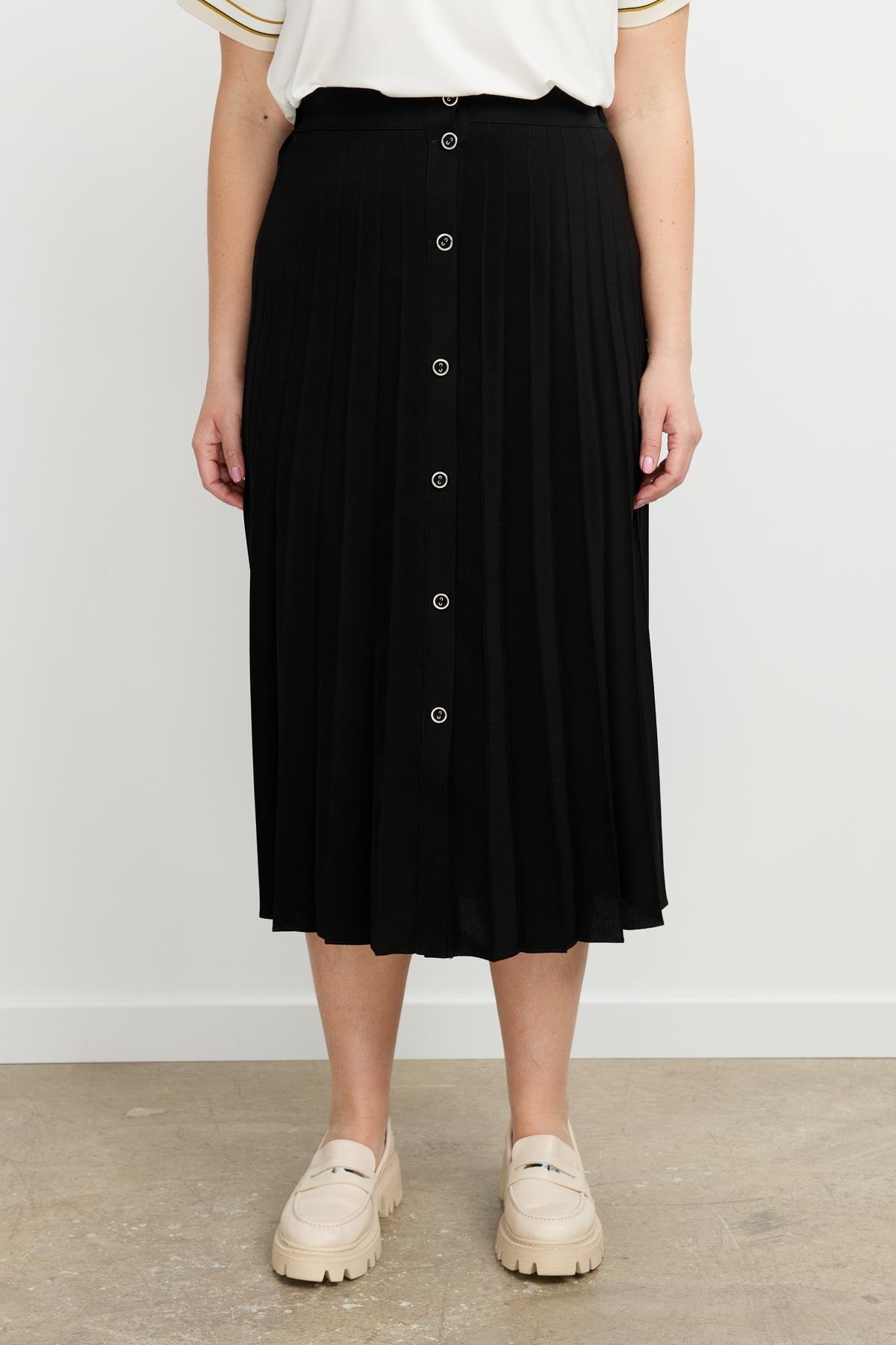 Büyük Beden Kristal Uzun Etek-SİYAH