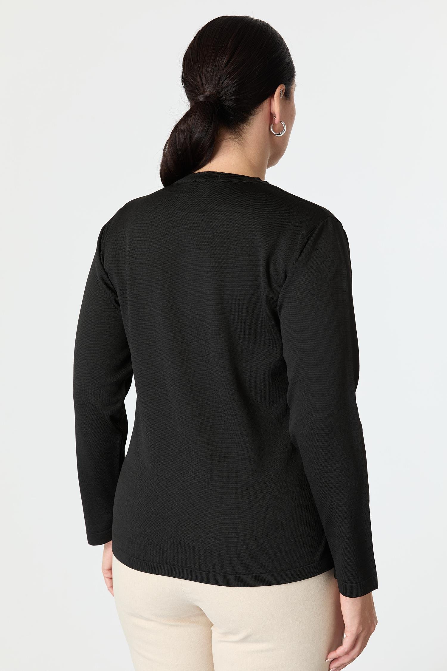 Büyük Beden Leopar Desenli Triko Kazak-SİYAH