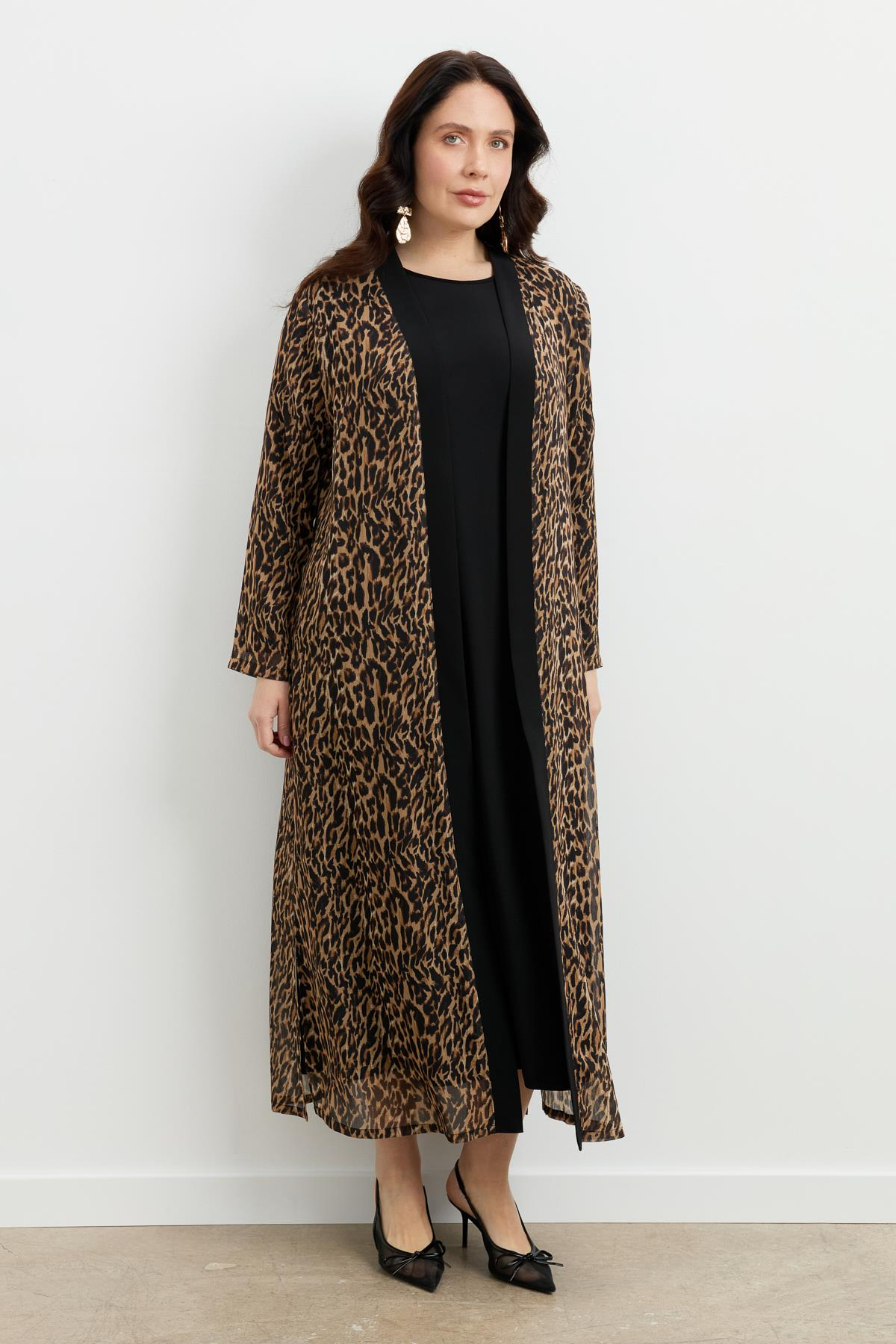 Büyük Beden Leoparın Rüyası Takım Elbise-CAMEL