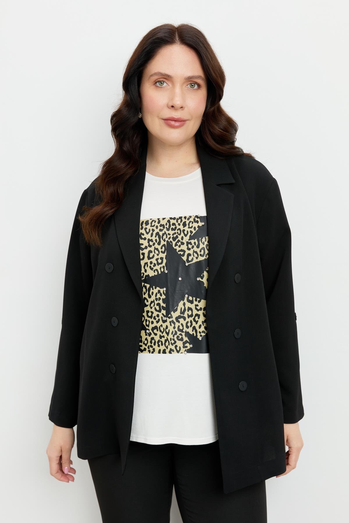 Büyük Beden Linda Ceket-SİYAH